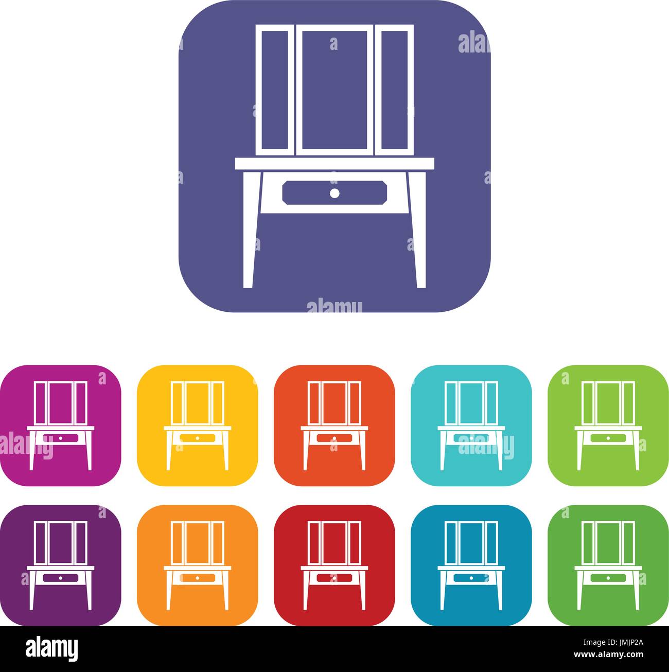 Dressing console, pier-glass icons set Stock Vector