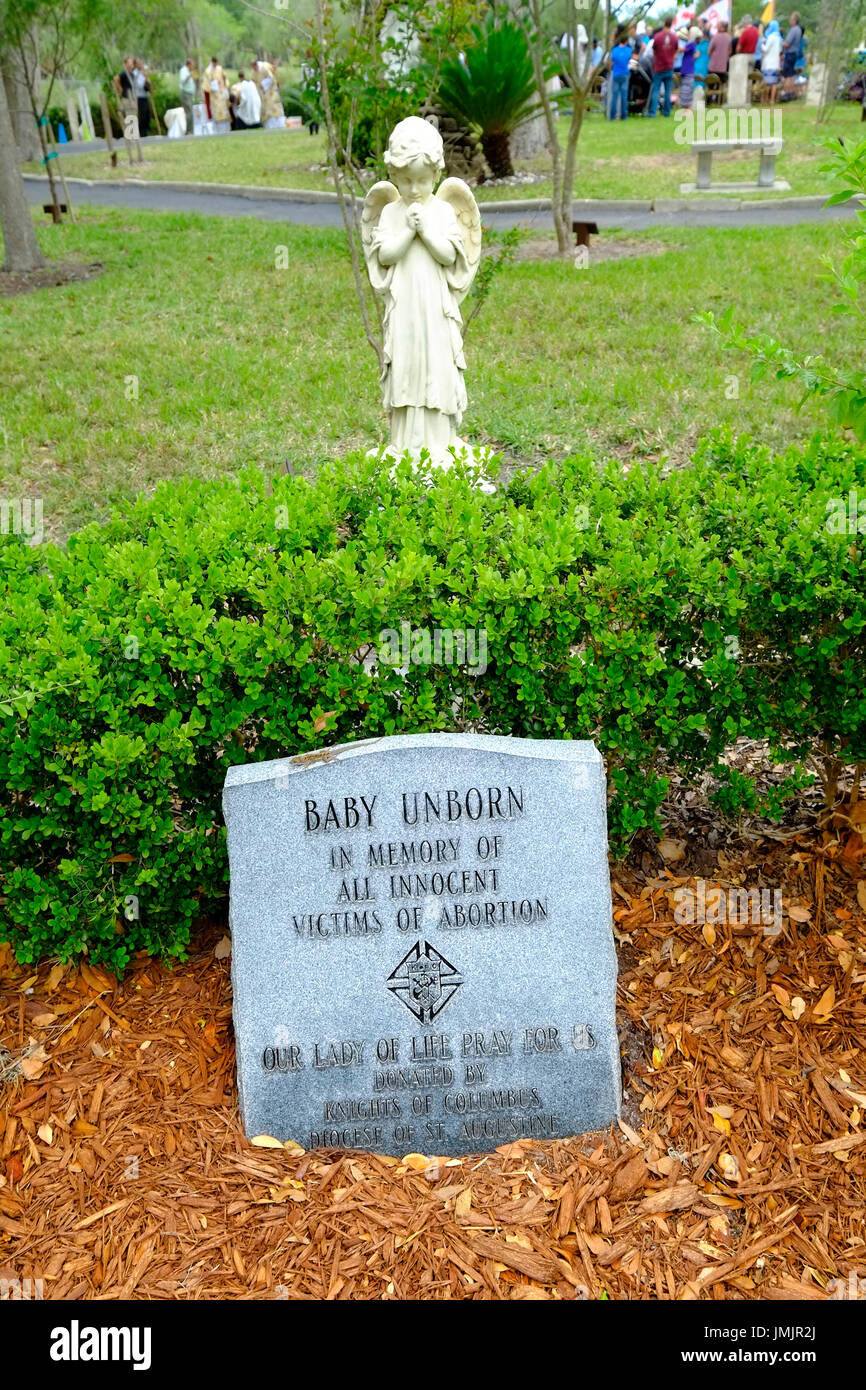 unborn baby abortion memorial Fountain of Youth Park in Historic St. Augustine  Florida the oldest city in America Stock Photo