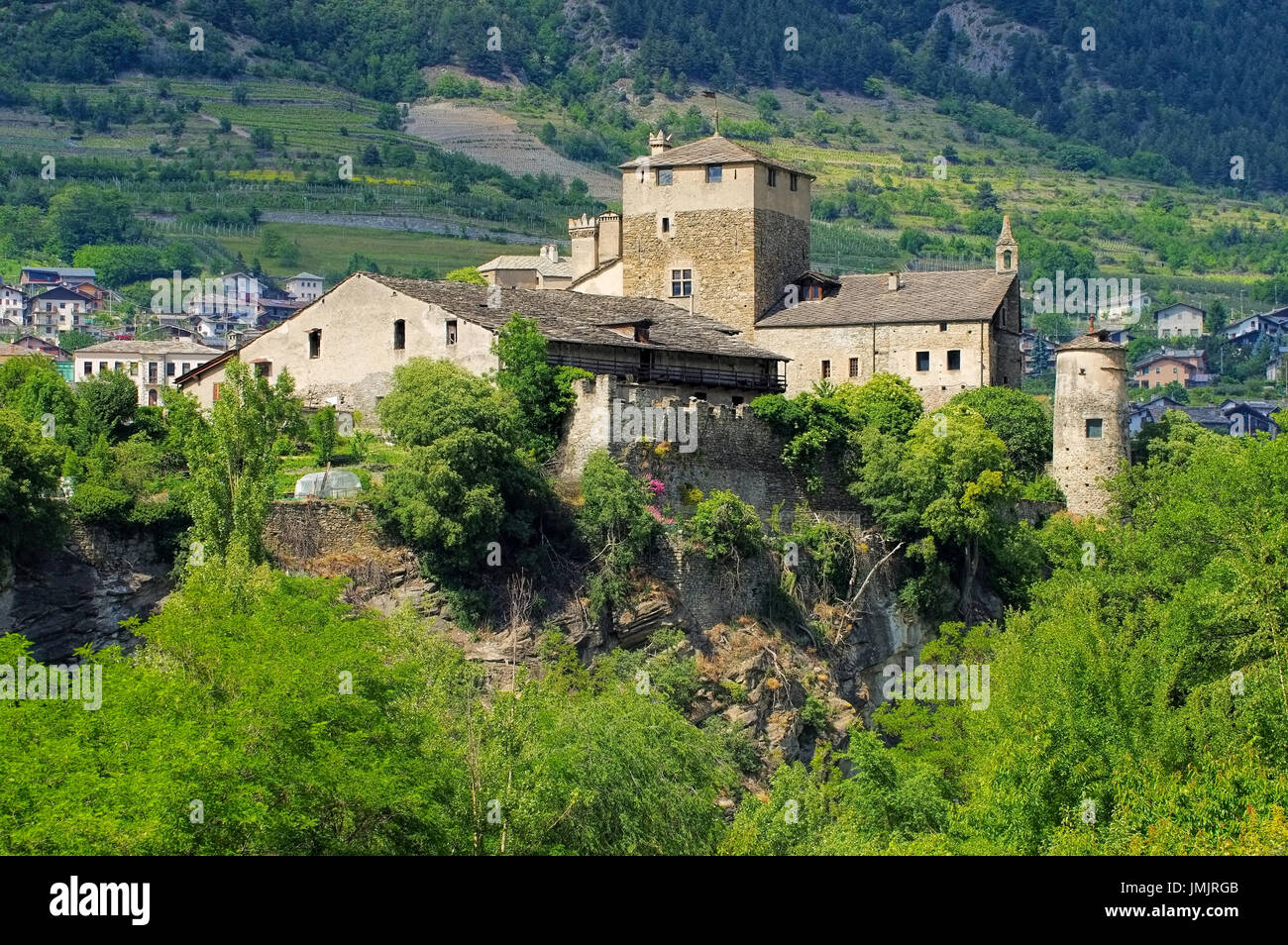 Saint-Pierre Sarriod de la Tour in Aosta Valley, Italy Stock Photo