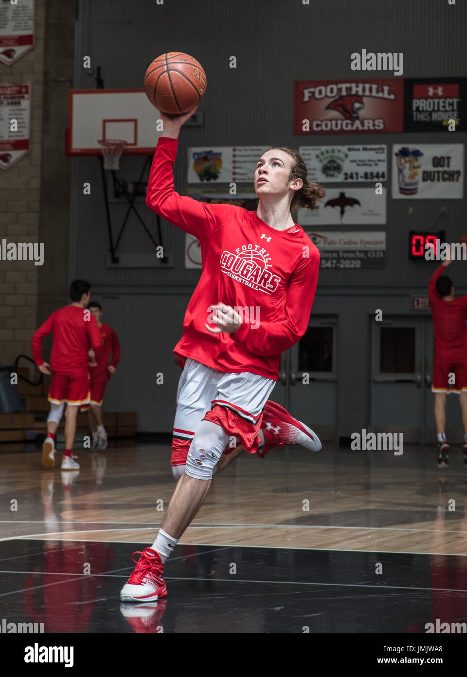 Basketball action with Chico vs. Foothill High School in Palo Cedro, California. Stock Photo