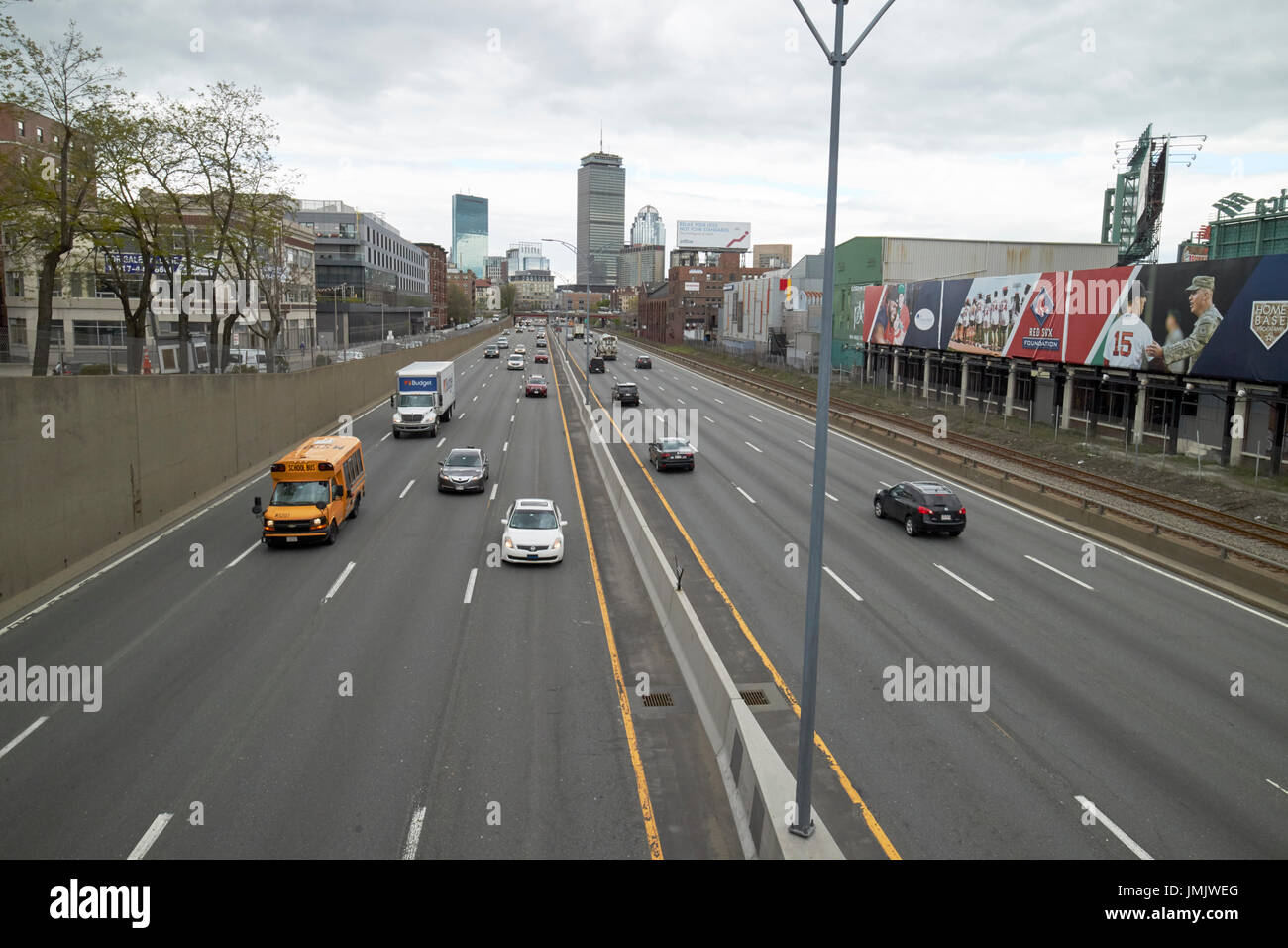 interstate 90 massachusetts turnpike into Boston USA Stock Photo