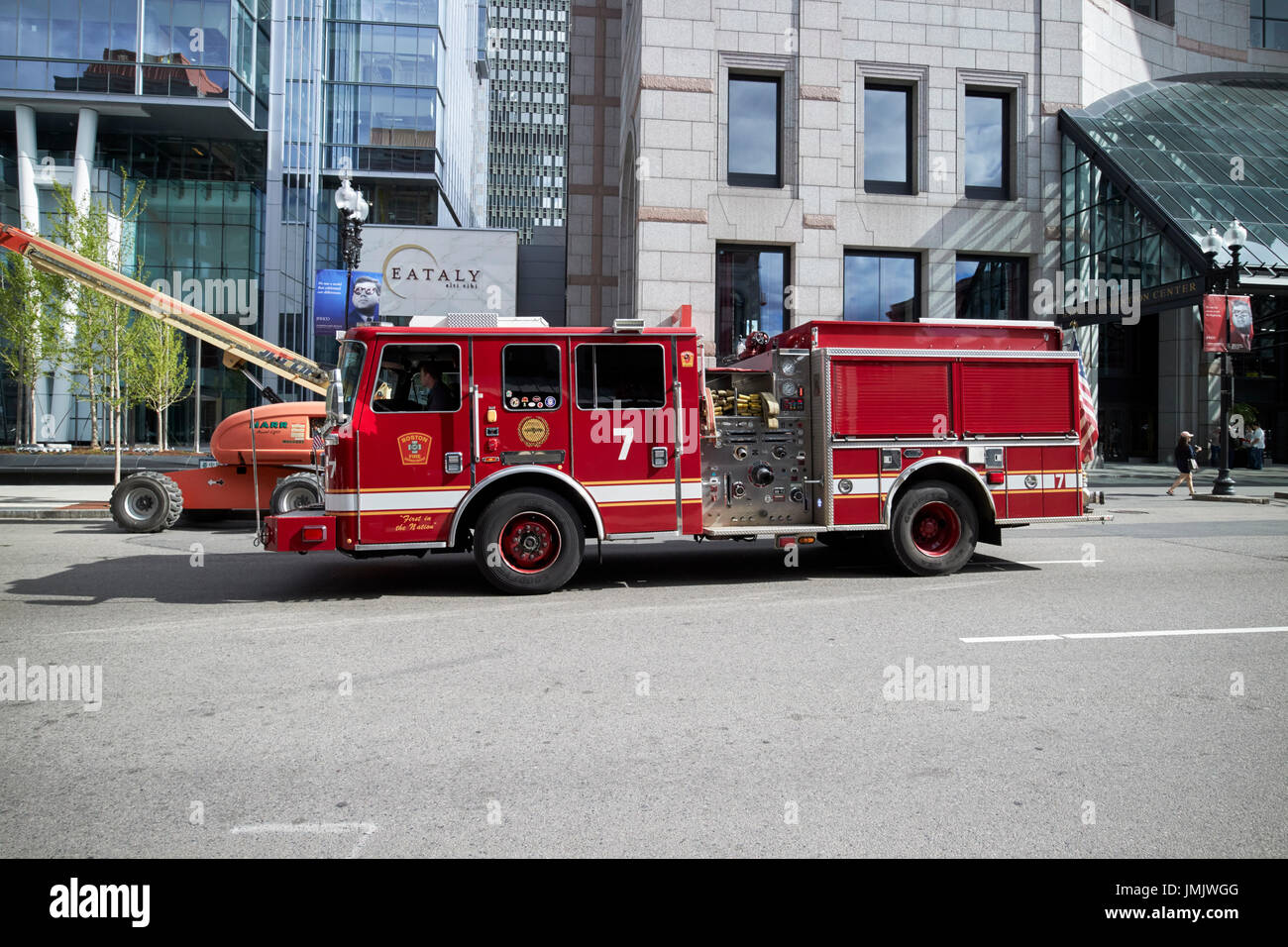 Boston fire department engine 7 in back bay USA Stock Photo