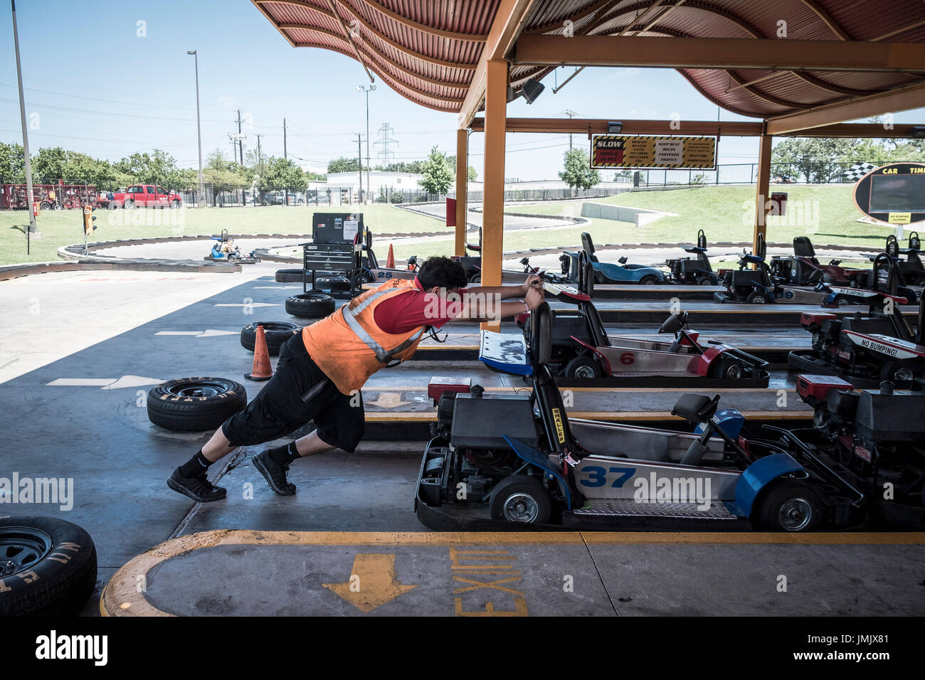 Go Karts Race track in Dallas Texas Stock Photo Alamy
