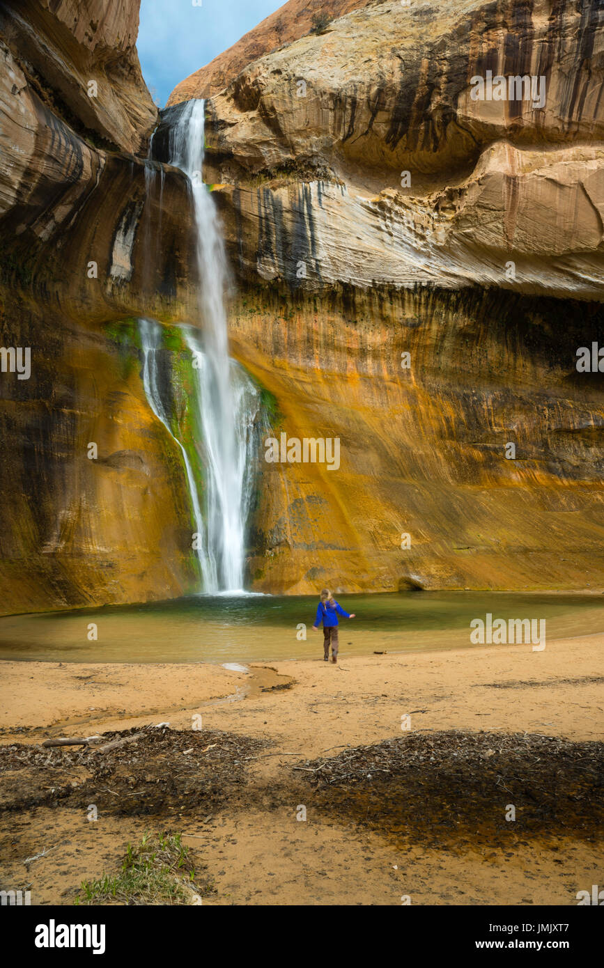 View of Lower Calf Creek Falls, an easy hike from a parking lot. Grand ...