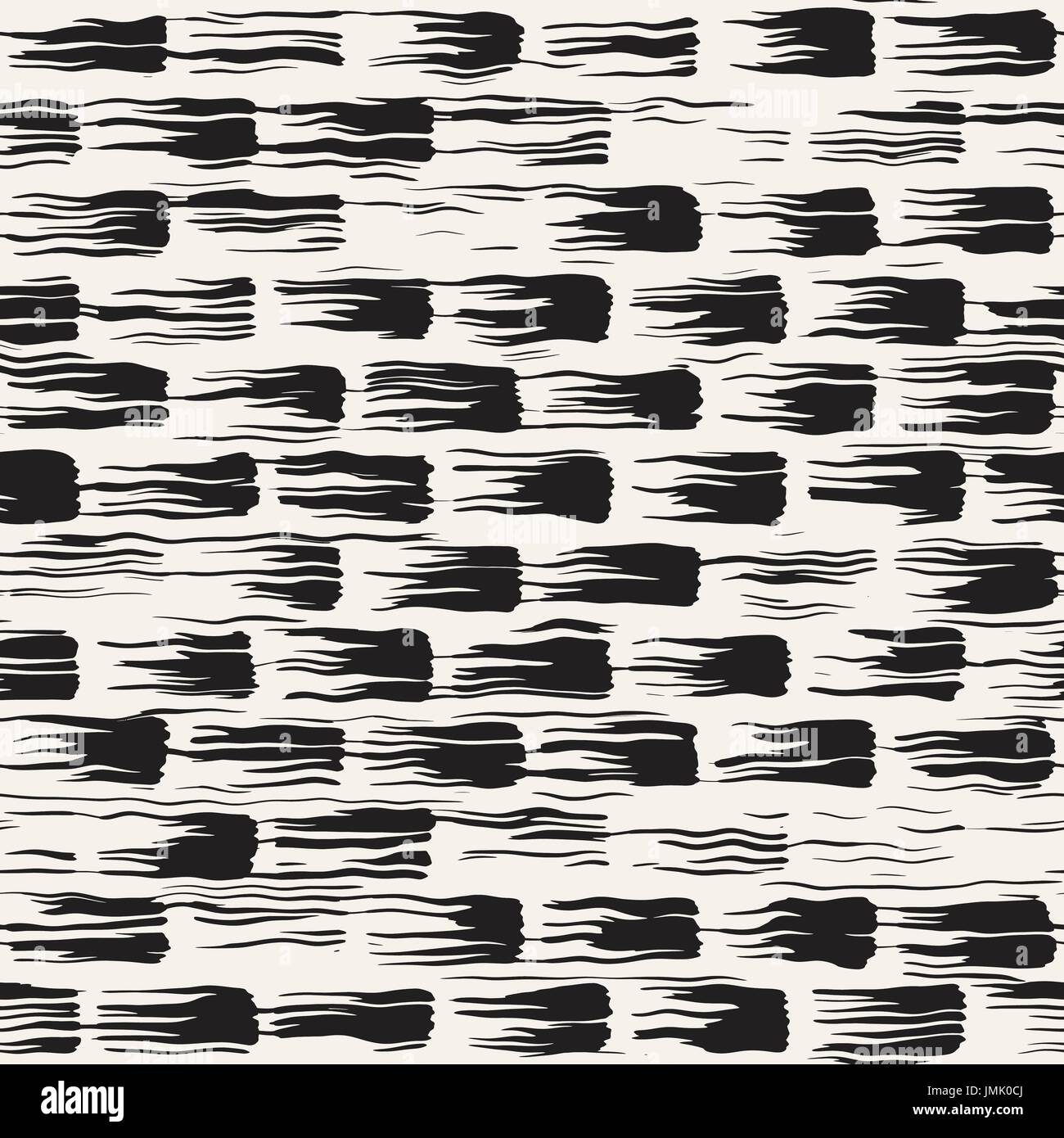Vector seamless pattern with brush stripes and strokes. Black and white ...