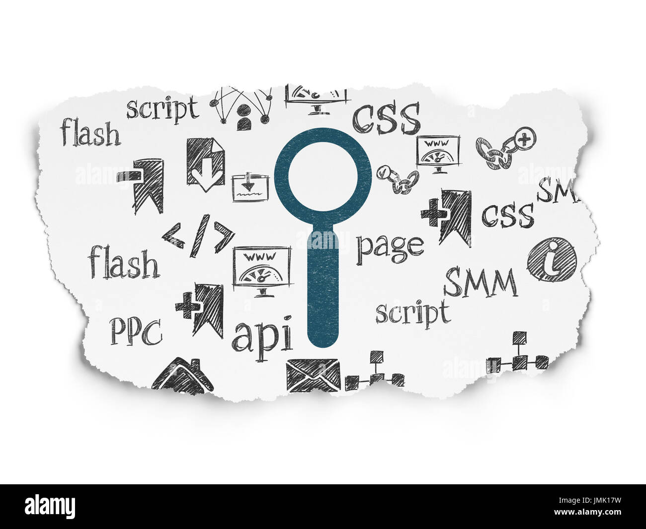 Web design concept: Search on Torn Paper background Stock Photo