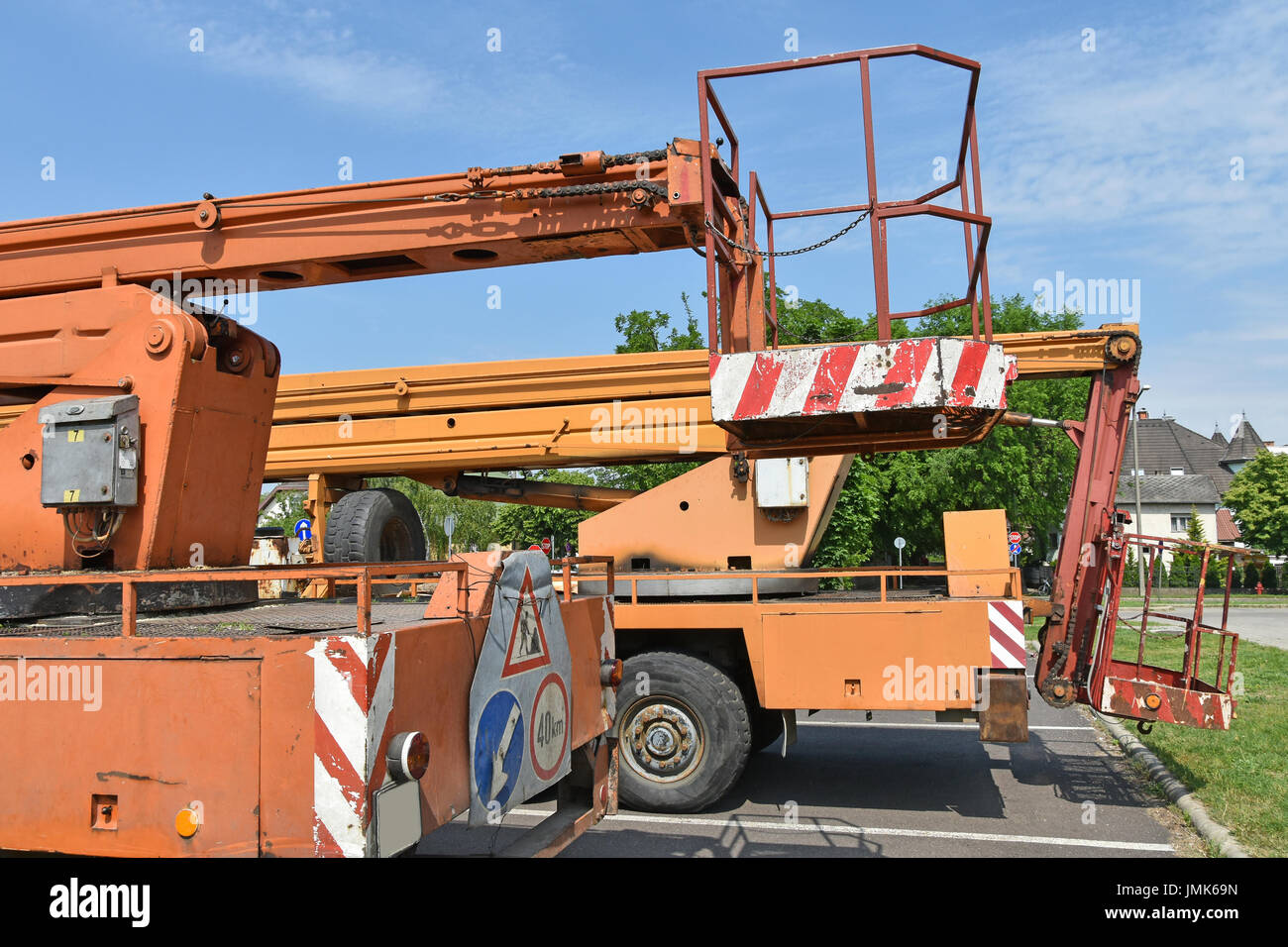 Back side of old crane vehicles Stock Photo - Alamy