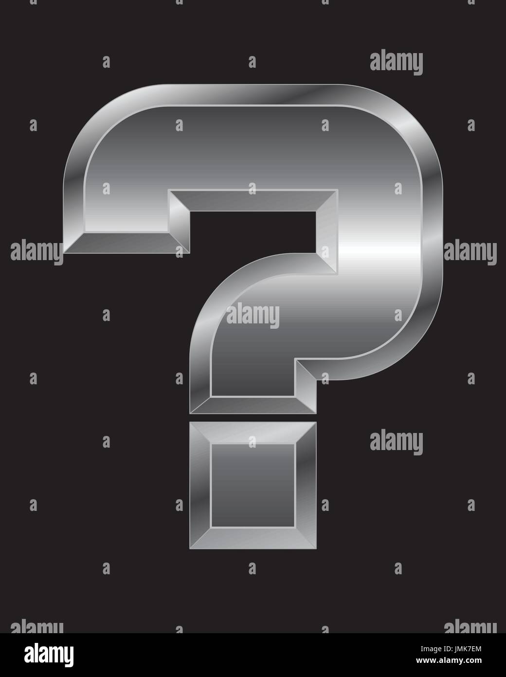 rectangular beveled metal font - question mark, vector Stock Vector