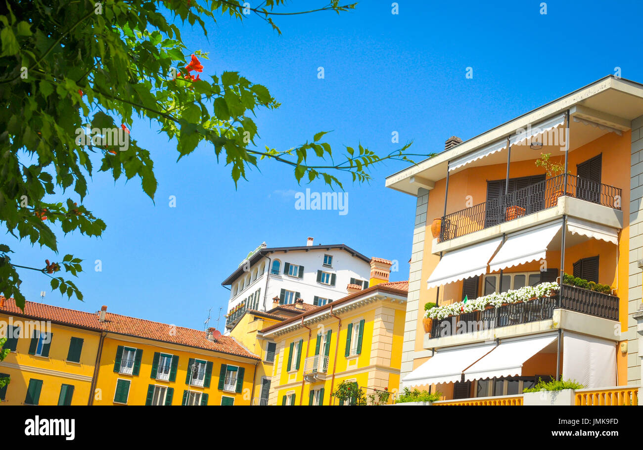 Colourful houses in Lombardy, Italy Stock Photo - Alamy
