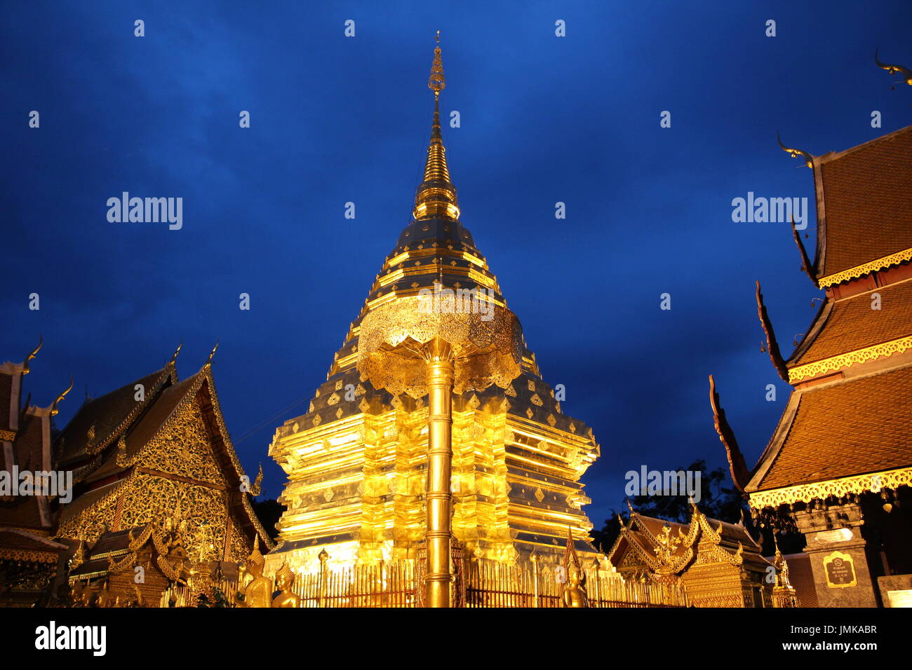 Golden temple Doi Suthep in Chiang Mai, Thailand Stock Photo