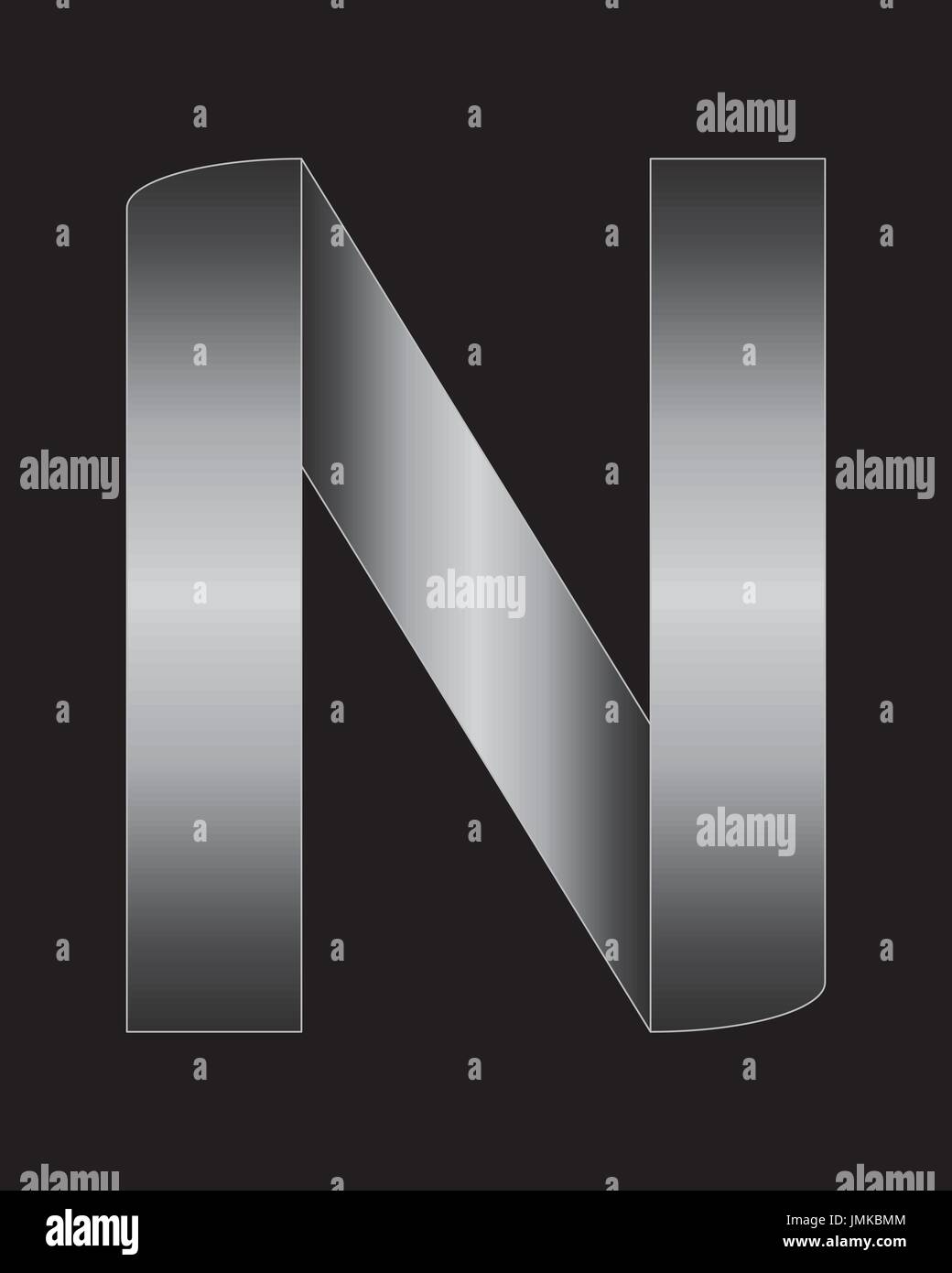 rectangular bent metal font - letter N Stock Vector Image & Art - Alamy