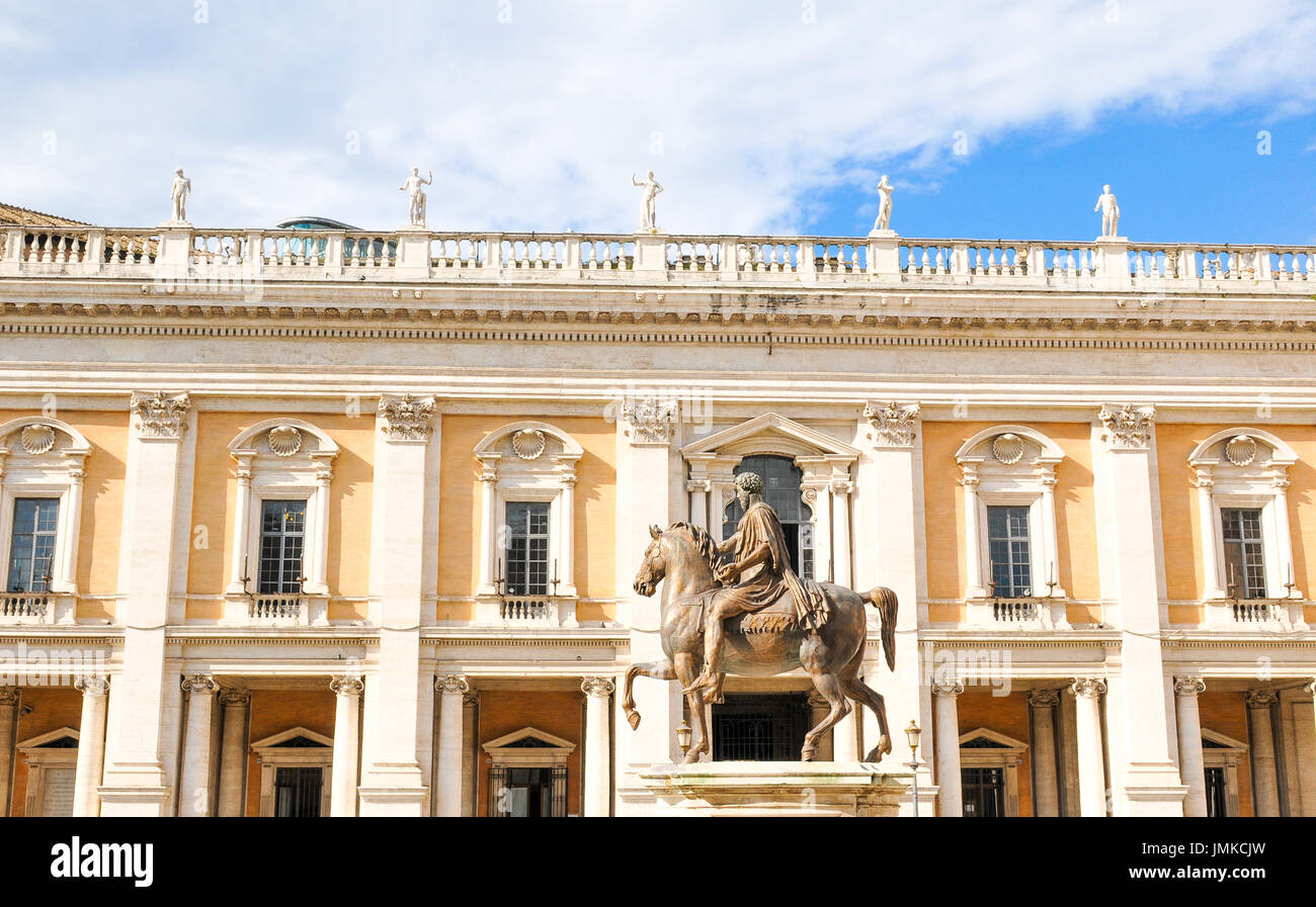 Architectural detail of the exterior of Capitoline Hill Museum in Rome ...