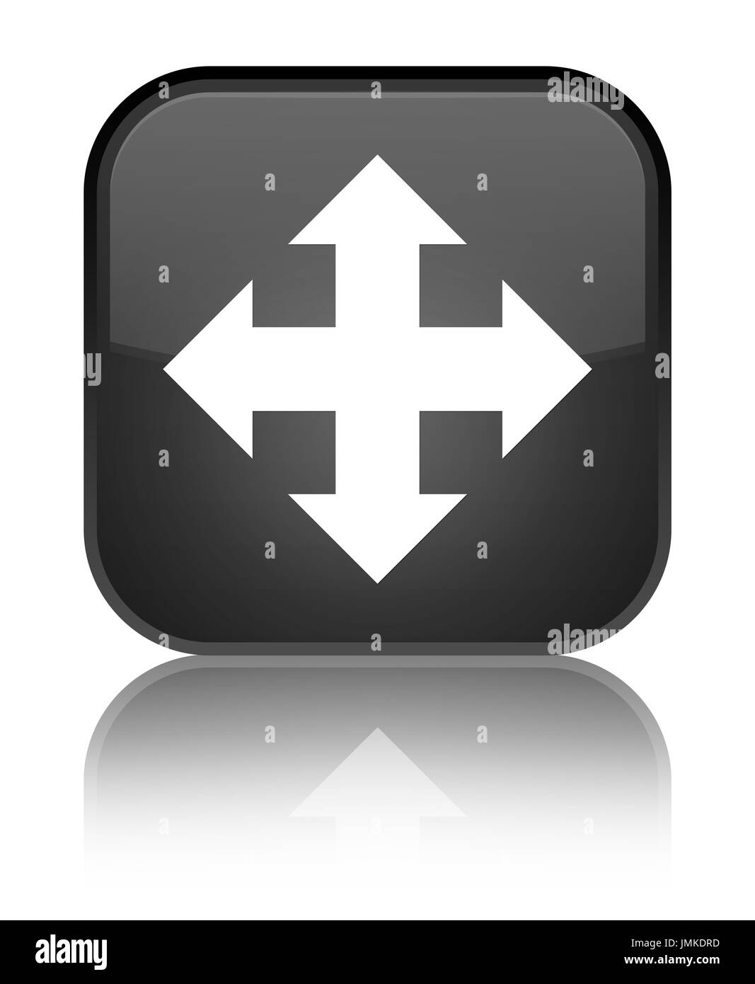 Move icon isolated on special black square button reflected abstract ...