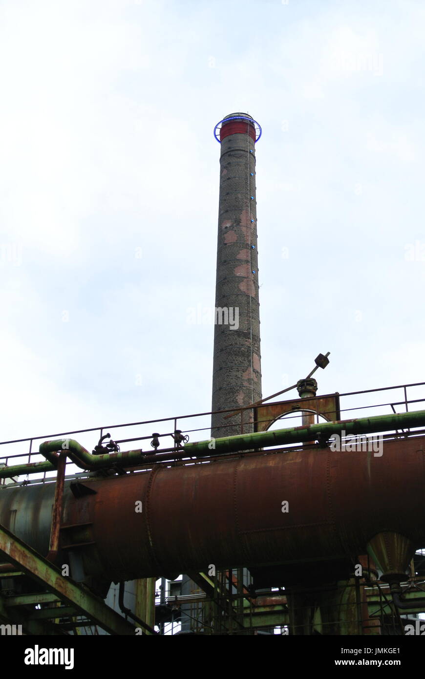Large chimney at Landschaftspark Duisburg Nord, Germany Stock Photo