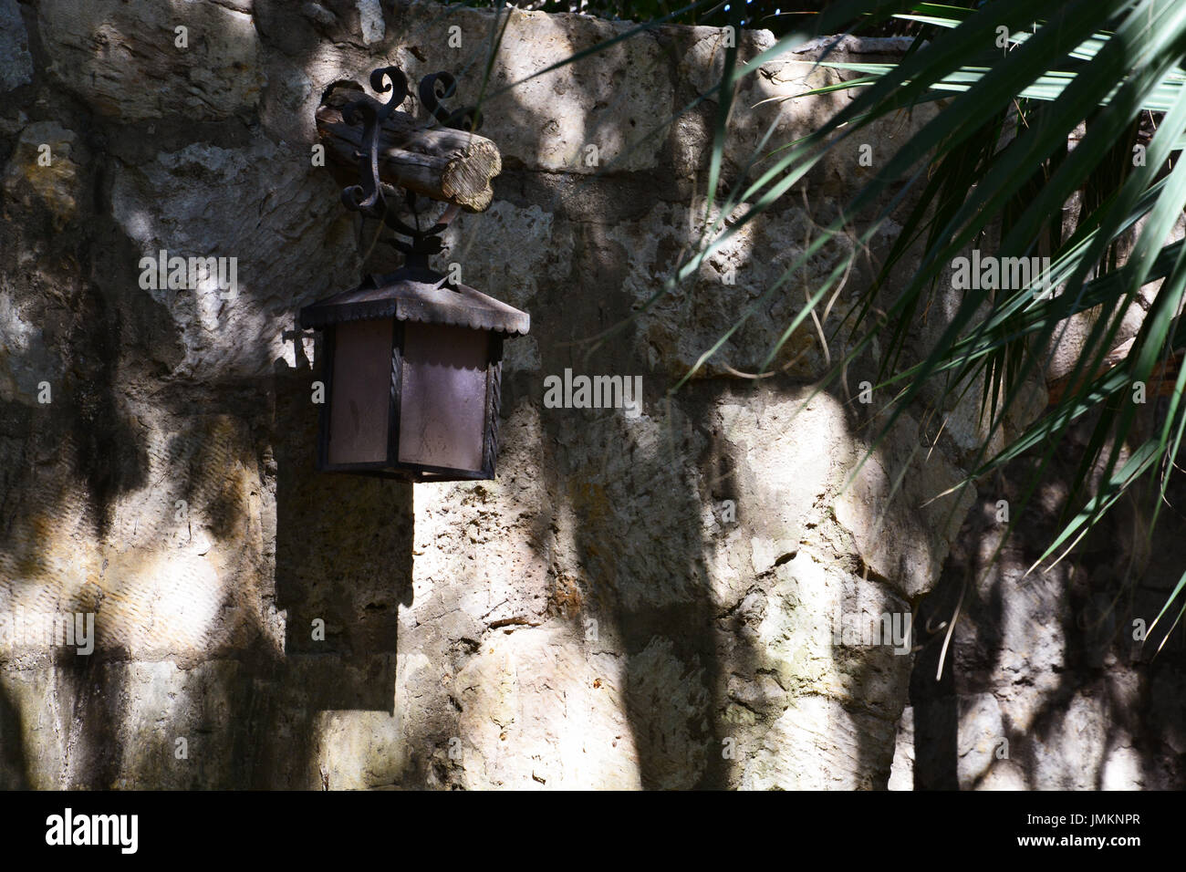 Close up of a courtyard lantern at The Alamo Stock Photo