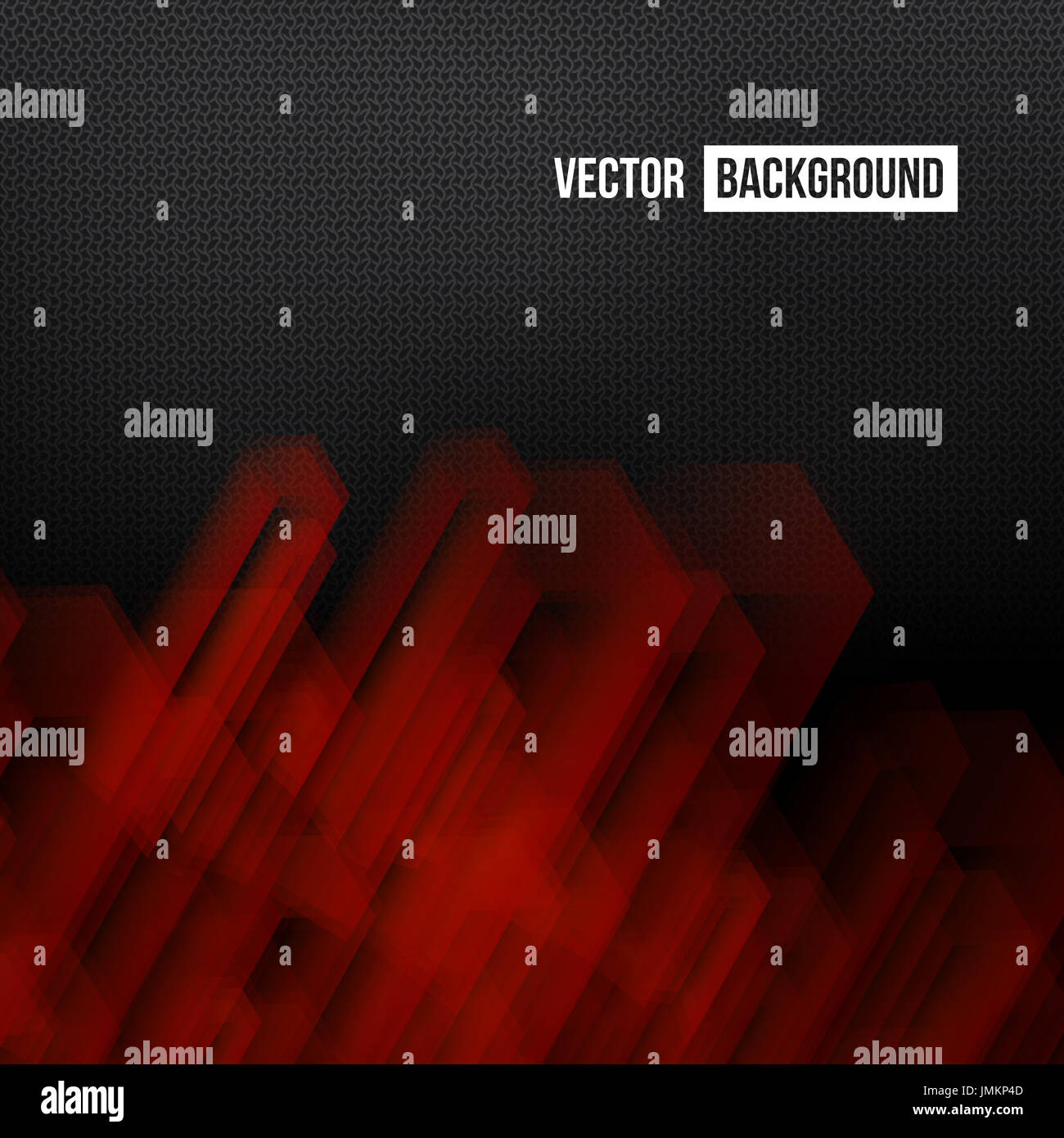 Vector Abstract geometric shape from gray cubes. Black and red squares Stock Photo