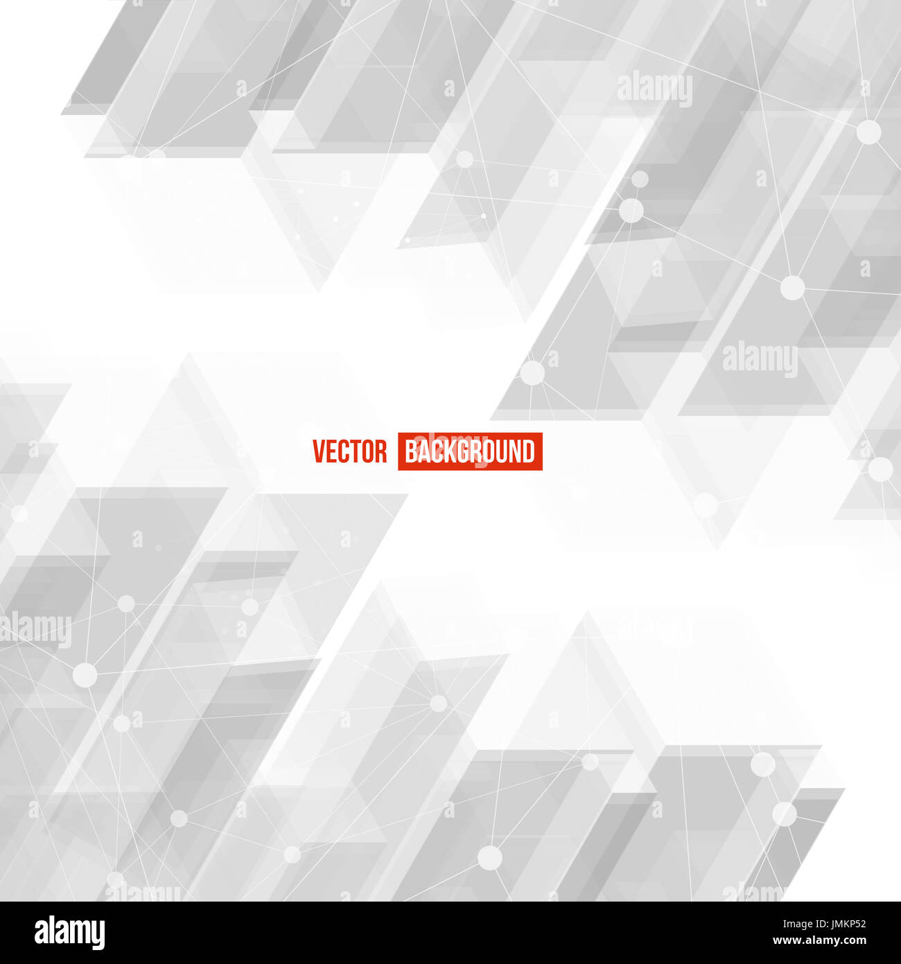 Vector Abstract geometric shape from gray cubes. White squares Stock Photo