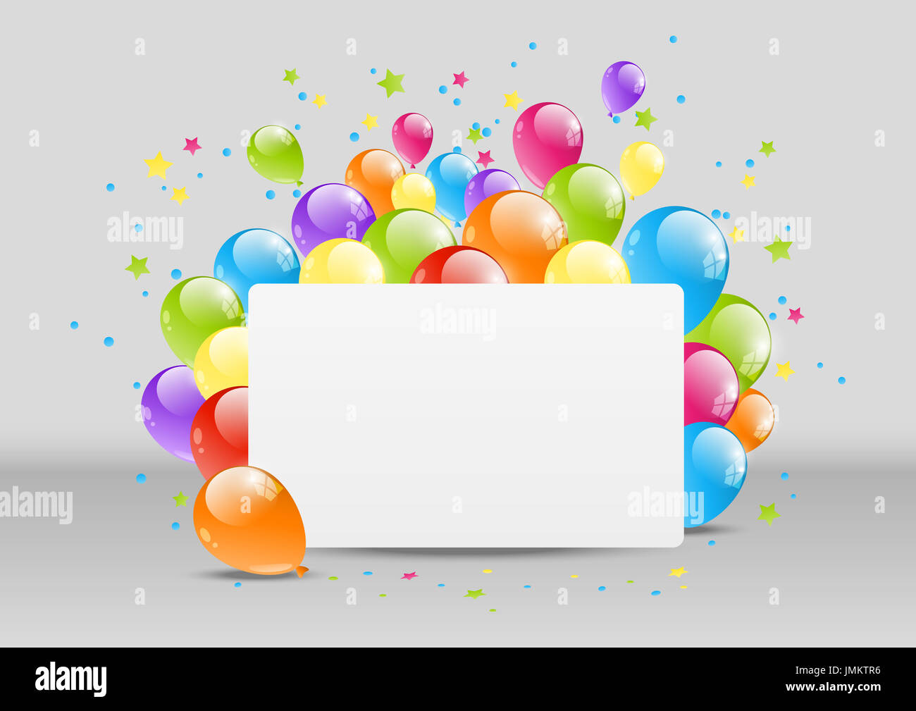 Happy Birthday background with banner and balloon Stock Photo