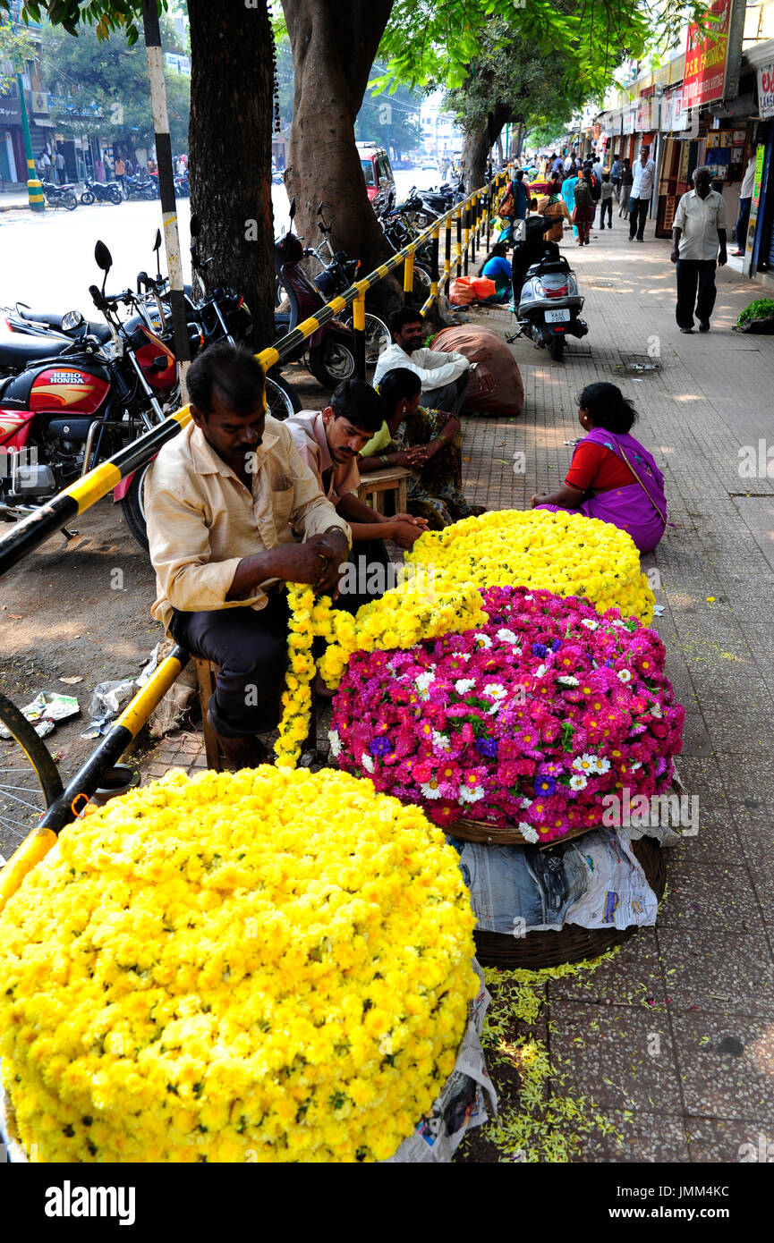 Street flower seller, Mysore, Karnataka, India Stock Photo Alamy