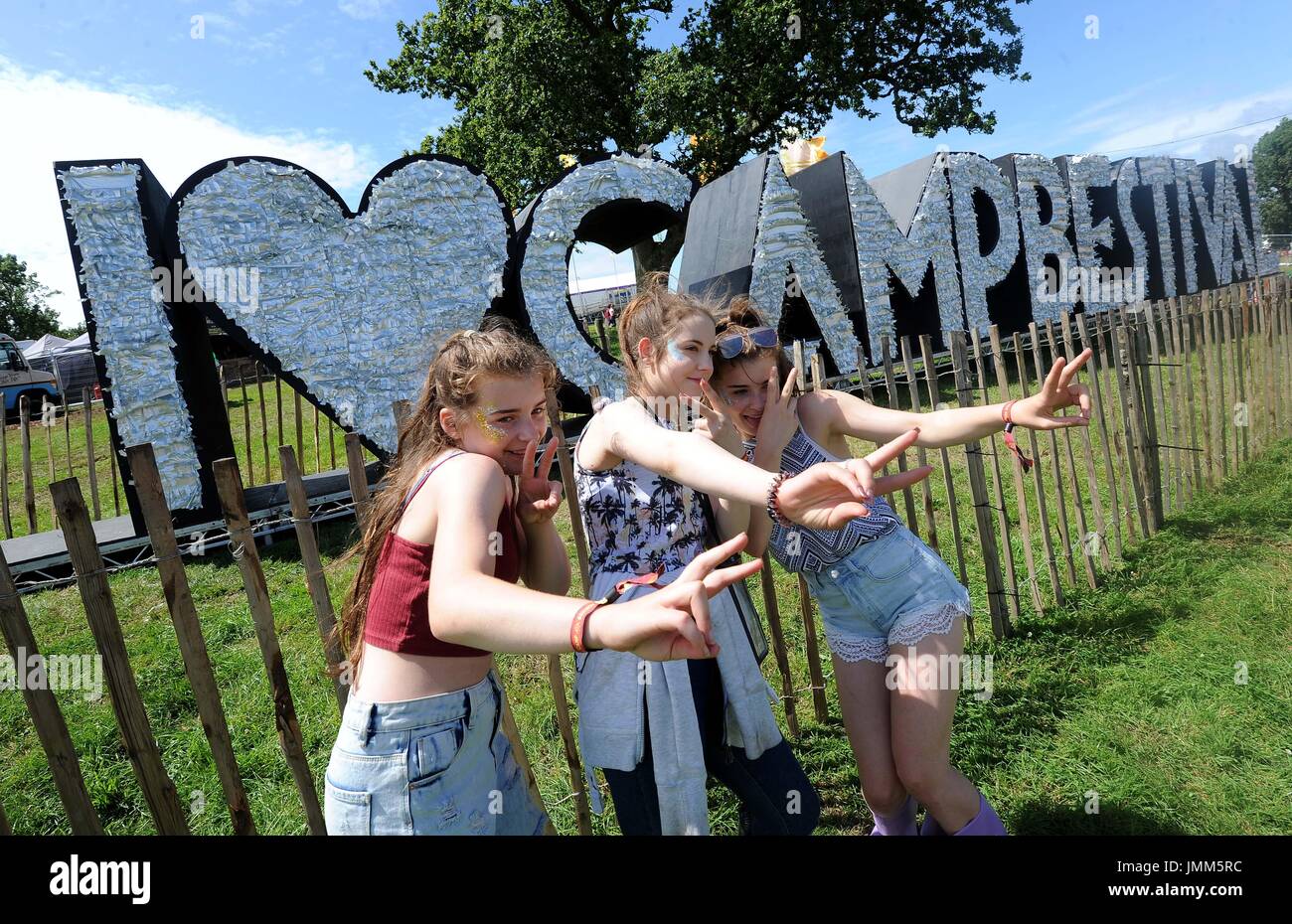 Dorset, UK. 27th July, 2017. Camp Bestival opens, Dorset, UK **Children have parental permission for photo** Credit: Finnbarr Webster/Alamy Live News Stock Photo