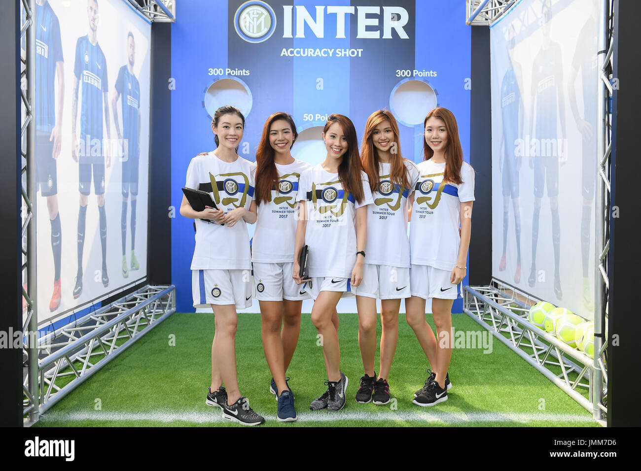 Singapore. 27th July, 2017. Supporter girls at Inter Milan event booth,  JULY 27, 2017 - Football/Soccer : International Champions Cup Singapore  match between Bayern Munich 0-2 Inter Milan at National Stadium in