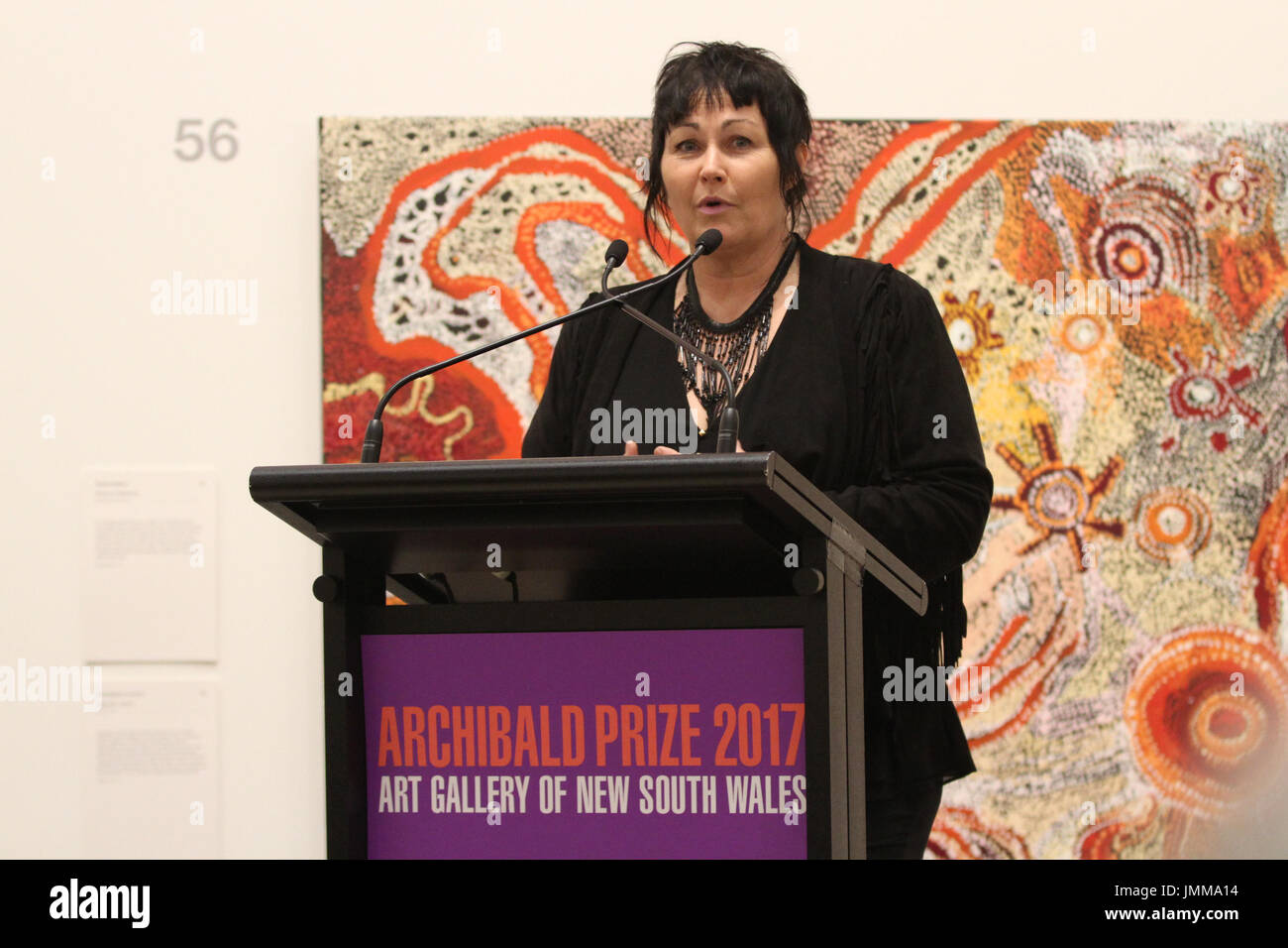 Sydney, Australia. 28 July 2017. Joan Ross gives a speech after being ...