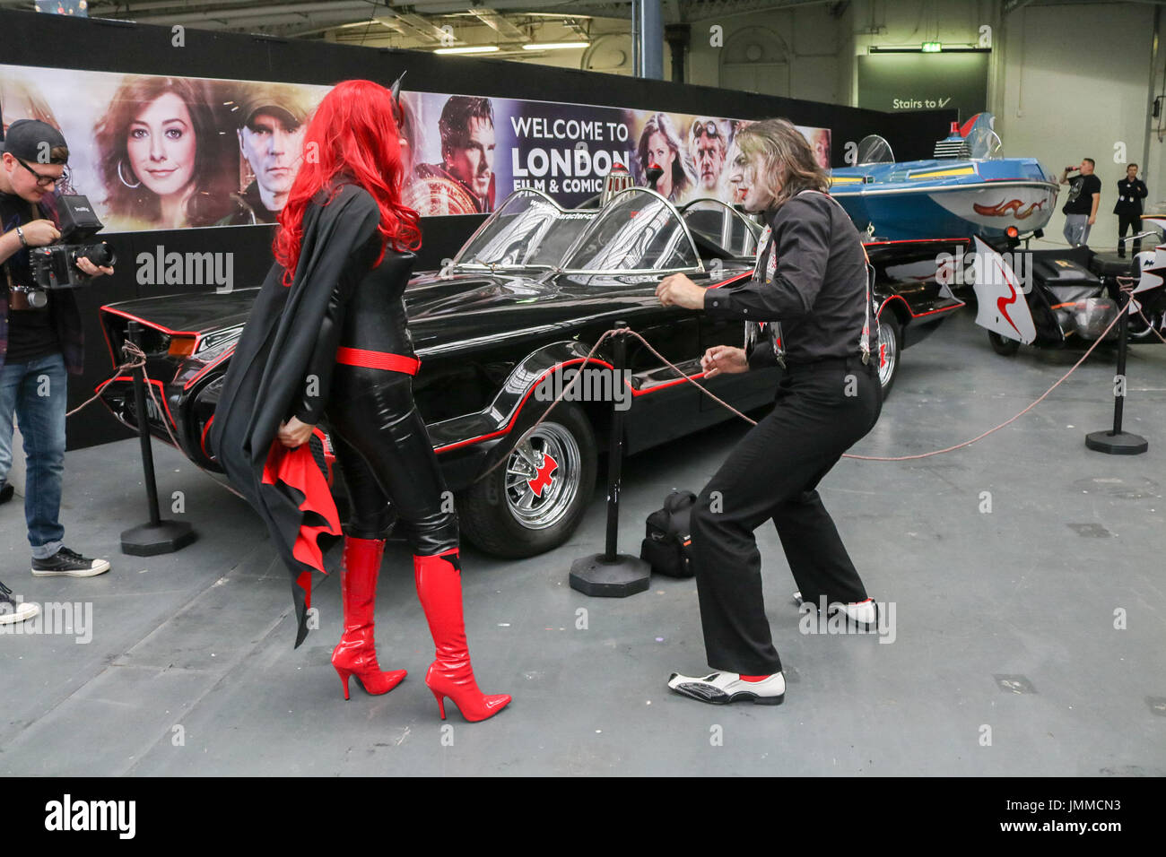 London, UK. 28th July, 2017. People dress up in their favourite character costumes at the annual London film and comic convention in Olympia which focuses on films, cult television, gaming, anime, cosplay and comics Credit: amer ghazzal/Alamy Live News Stock Photo