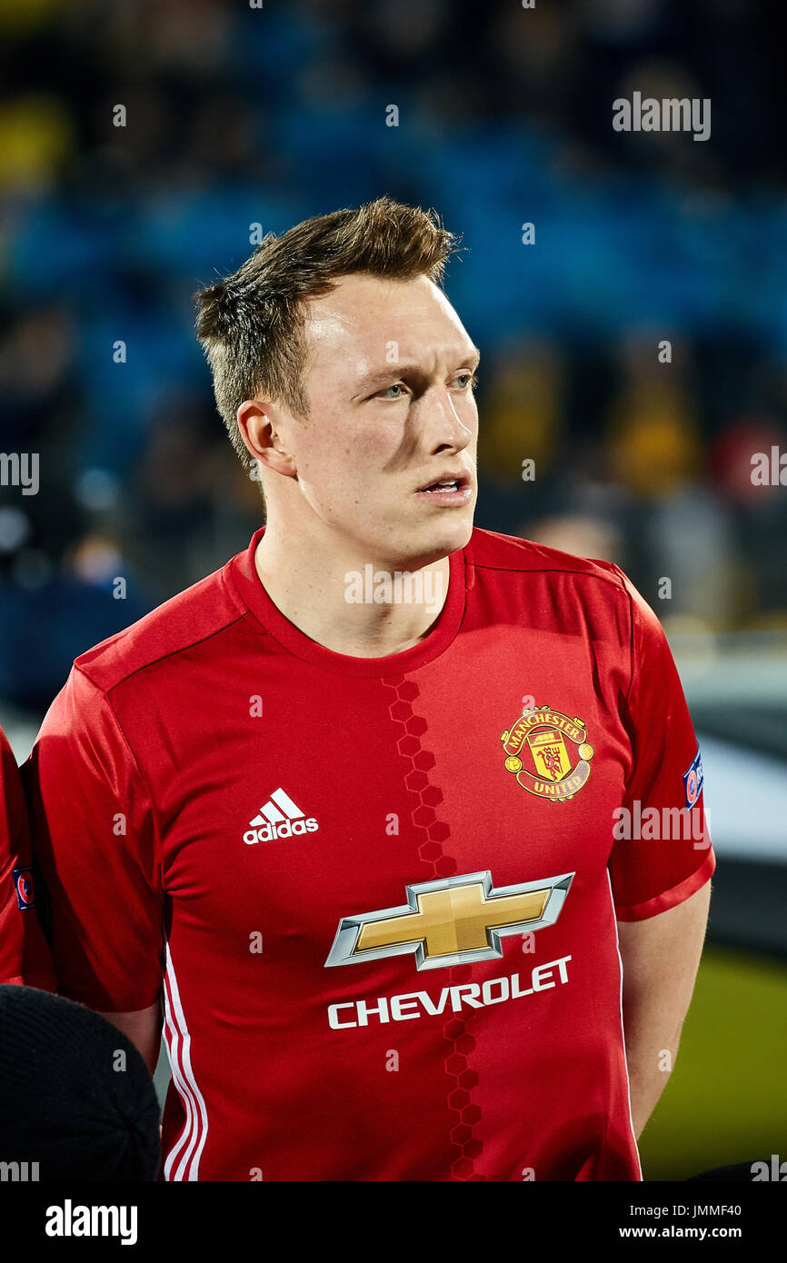 Phil Jones in match 1/8 finals of the Europa League between FC 'Rostov' and 'Manchester United', 09 March 2017 in Rostov-on-Don, Russia. Stock Photo