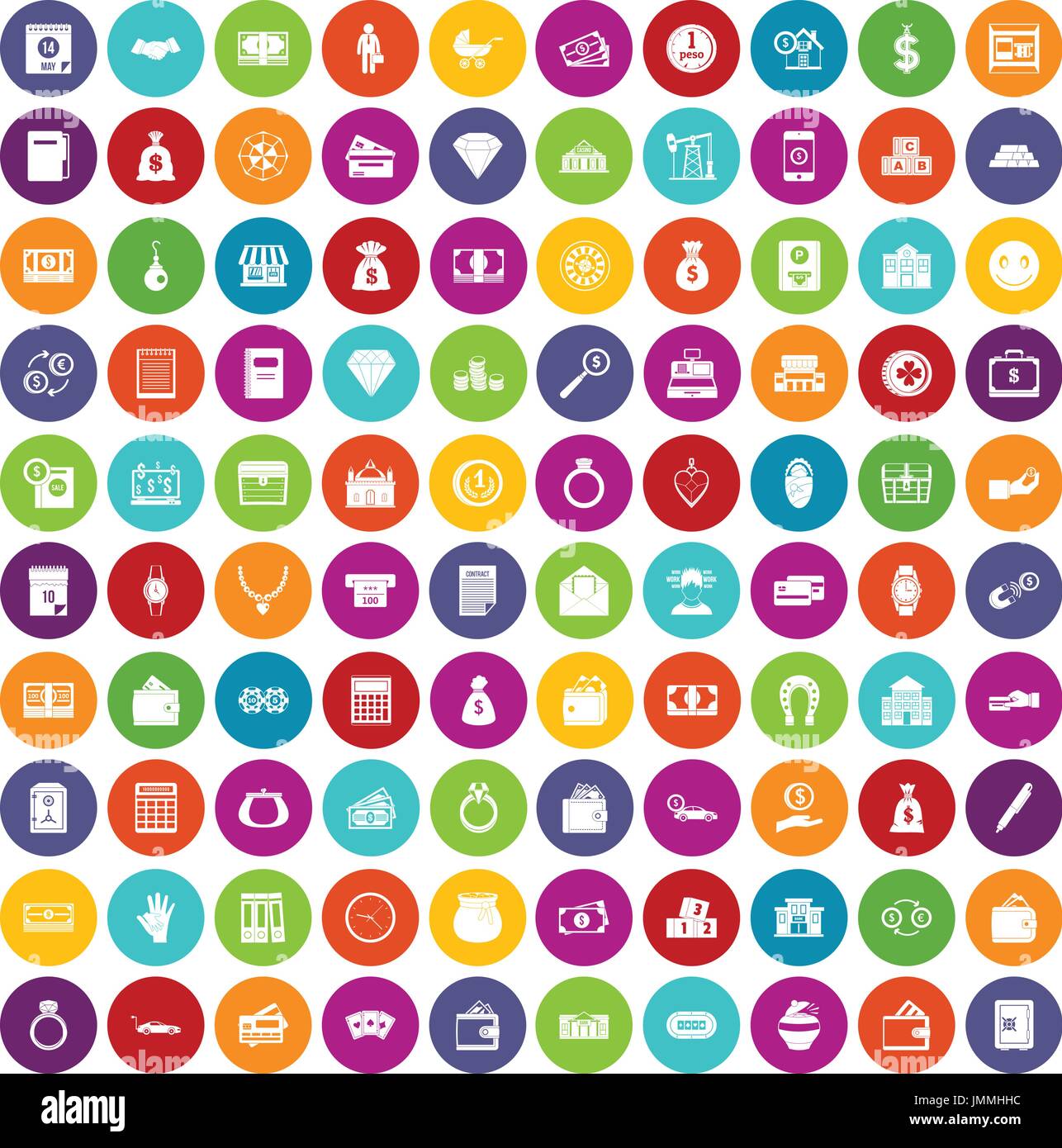 100 deposit icons set color Stock Vector