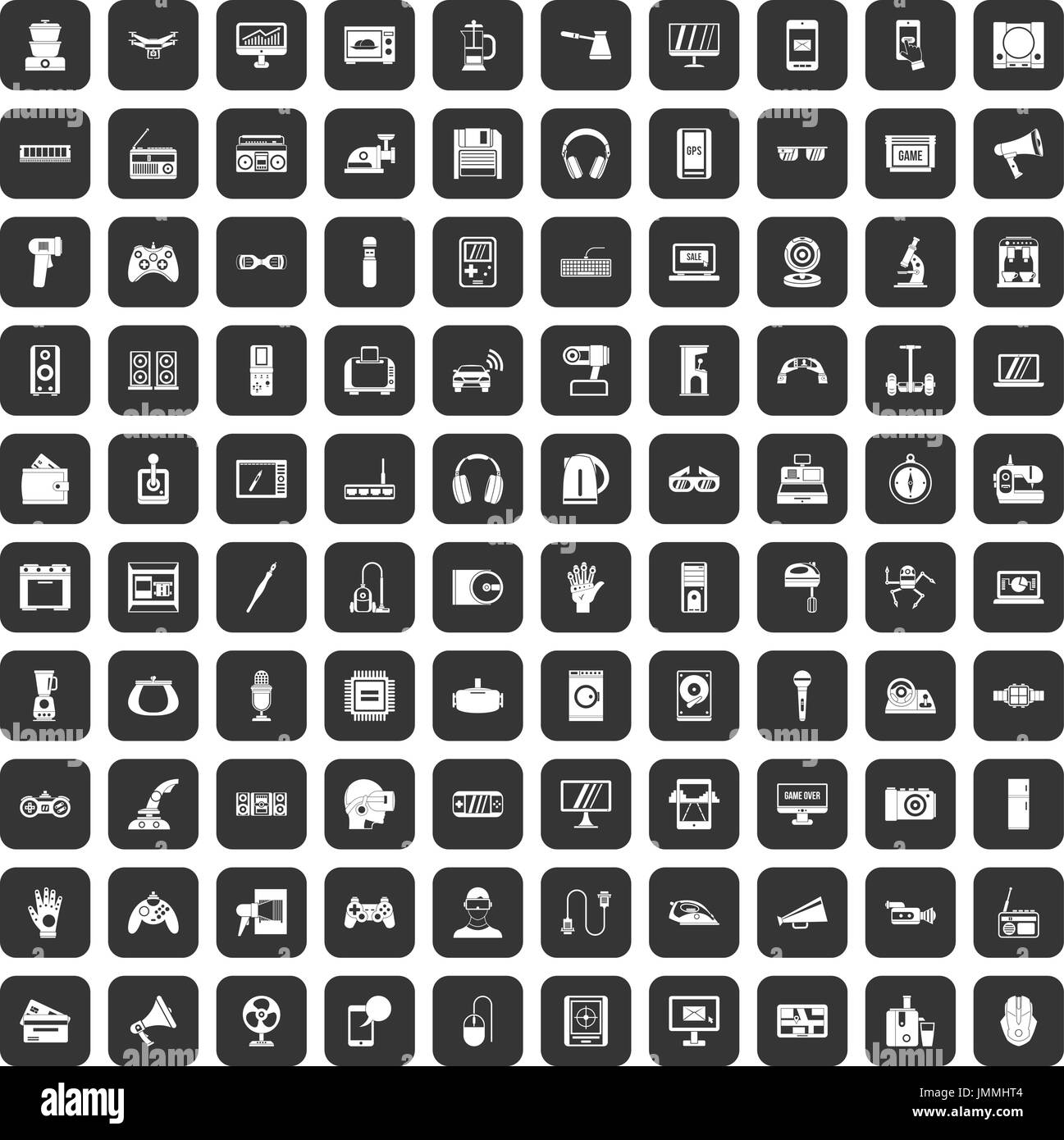 100 device app icons set black Stock Vector Image & Art - Alamy