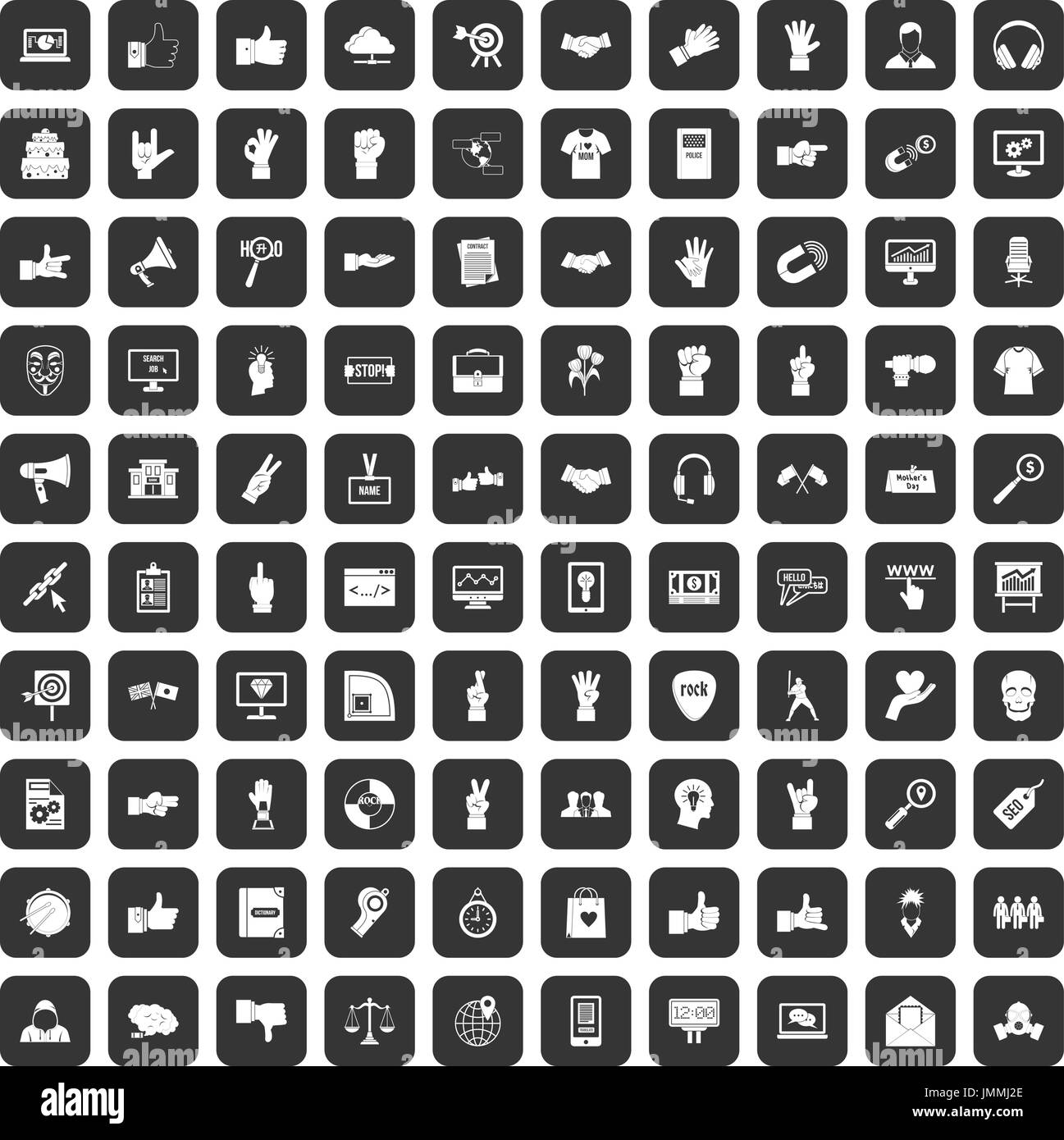 100 different gestures icons set black Stock Vector Image & Art - Alamy