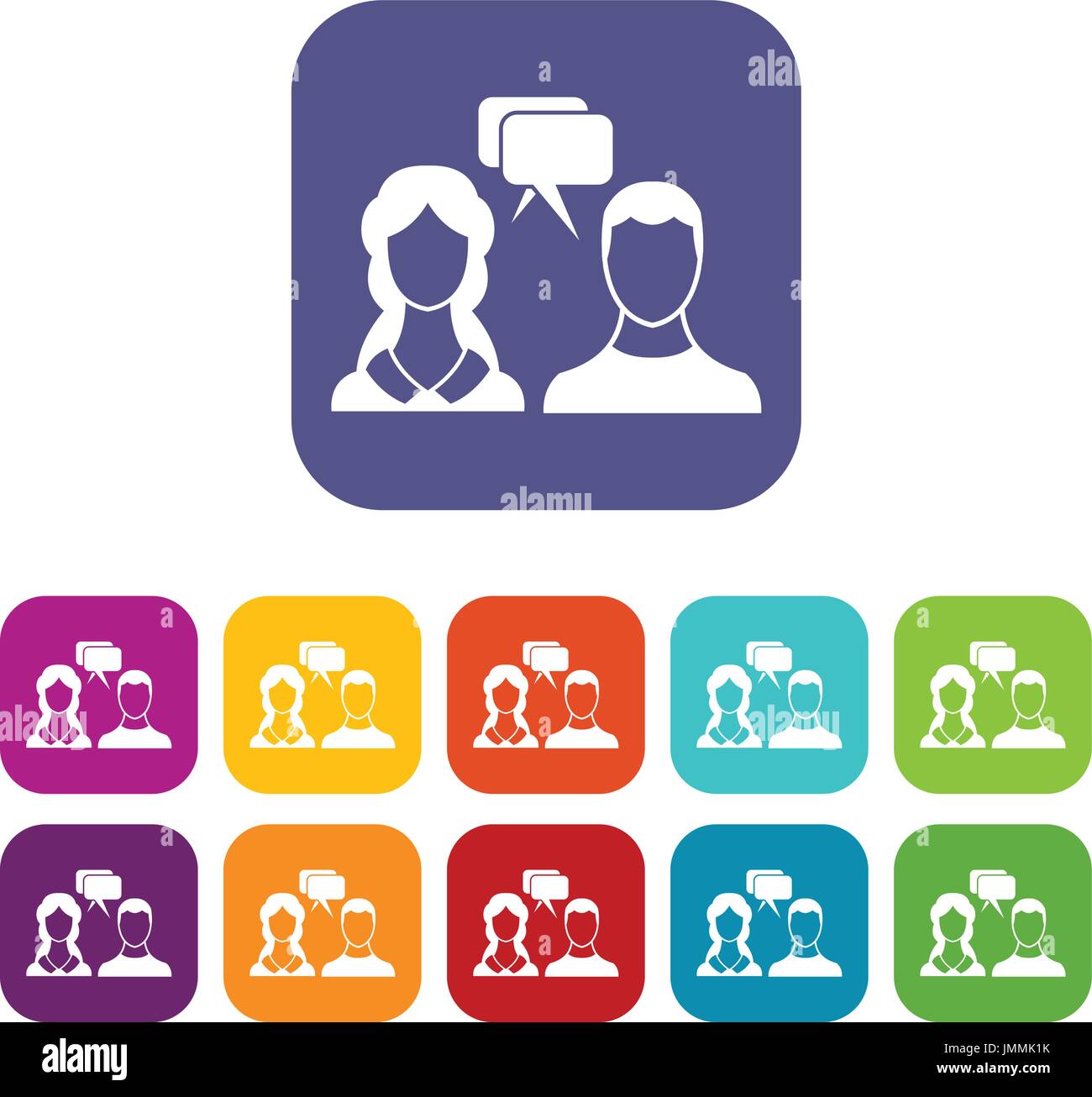 Speech bubbles with two faces in simple style isolated on white background vector illustration Stock Vector