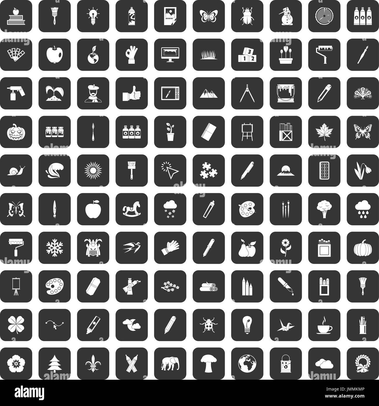 100 Eco Design Icons Set Black Stock Vector Image Art Alamy