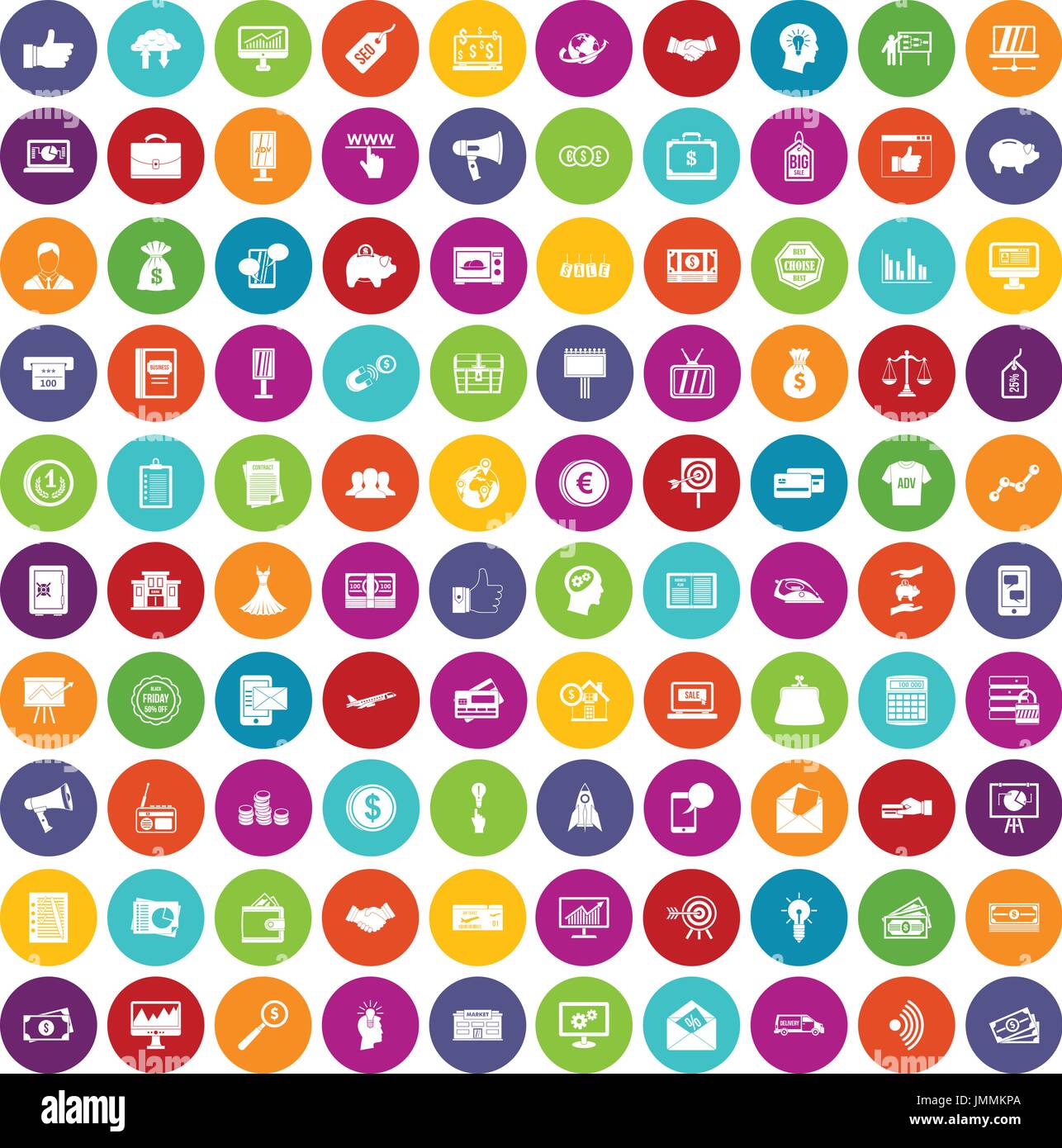 100 e-commerce icons set color Stock Vector