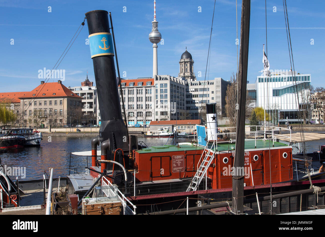 Historical port, river Spree, Berlin, Germany, museum of old river ...