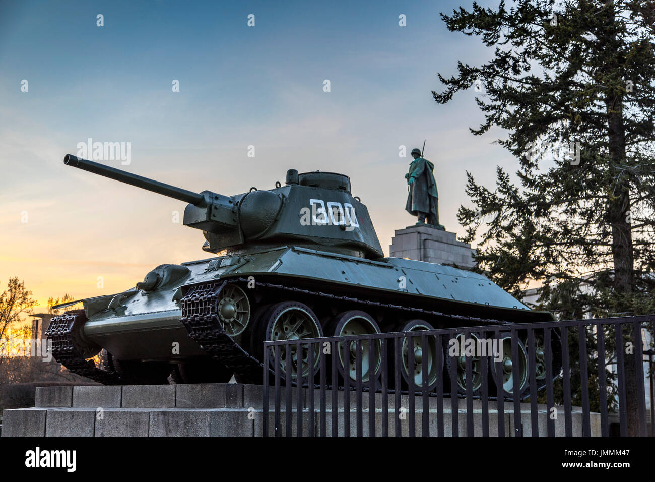 Berlin, Germany, Memorial for the Soviet Soldiers, Tiergarten district, Russian T-34 tank, Stock Photo