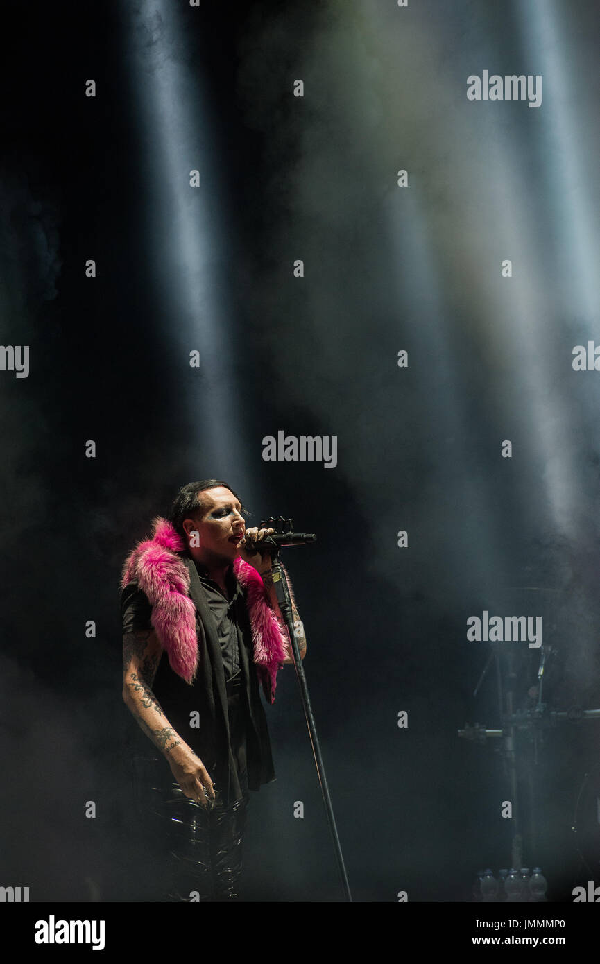 Rock'n'Roll singer Marilyn Manson, in concert at Capannelle Arena, Rome, Italy Stock Photo