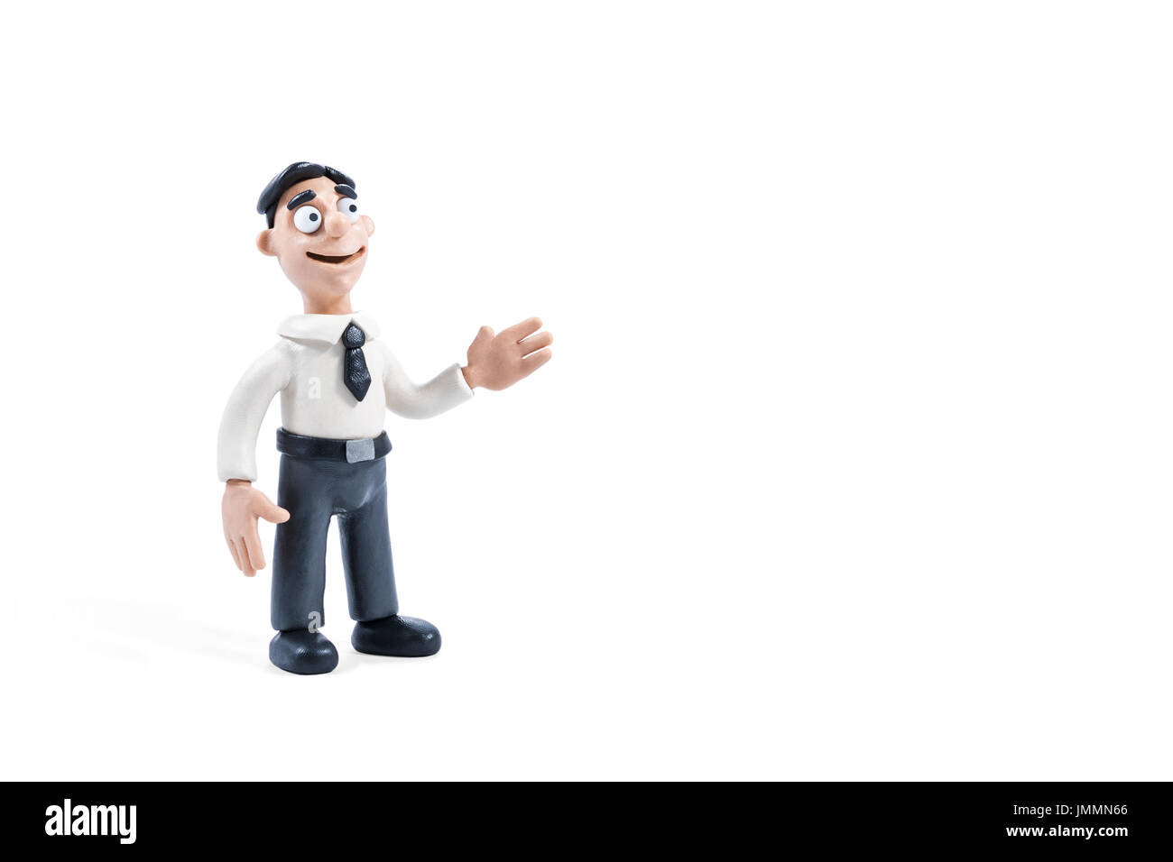 Plasticine businessman shaking hands for handshake, isolated on white background Stock Photo