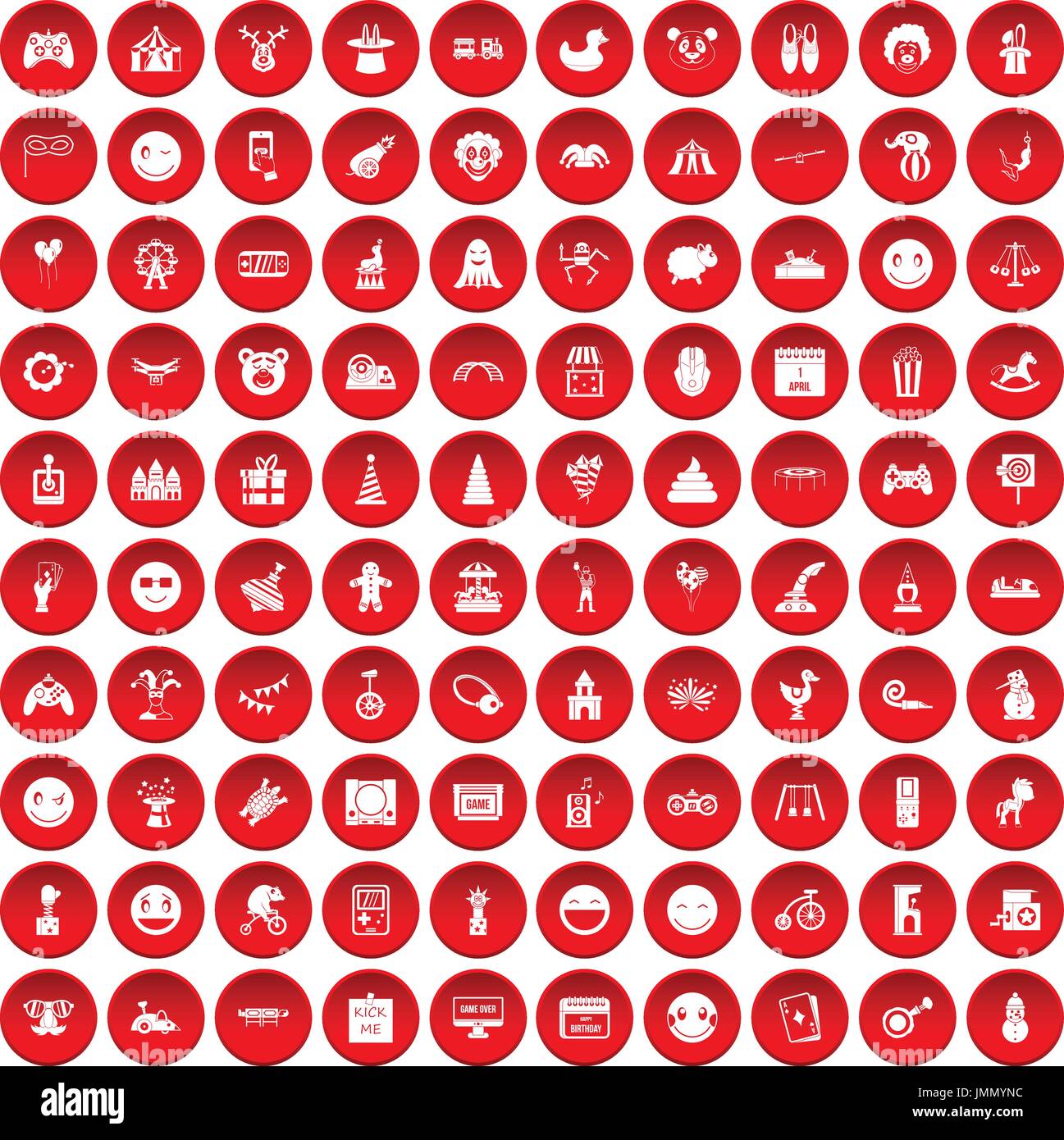 100 funny icons set red Stock Vector Image & Art - Alamy
