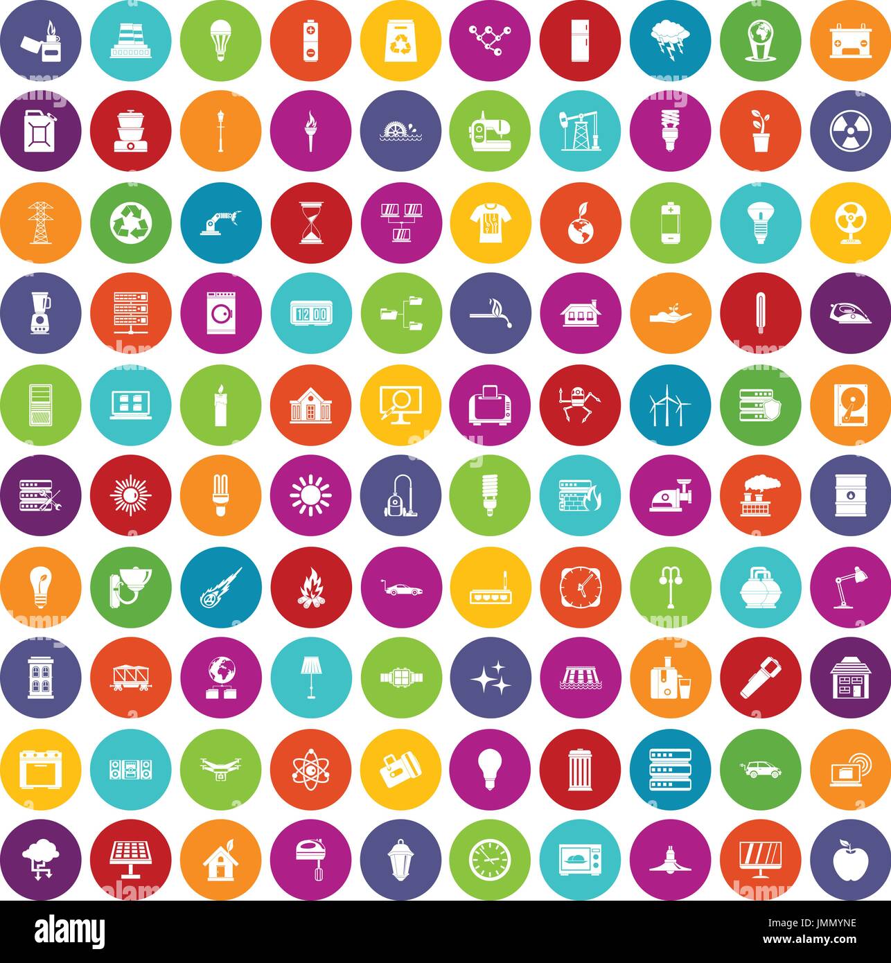 100 electricity icons set color Stock Vector