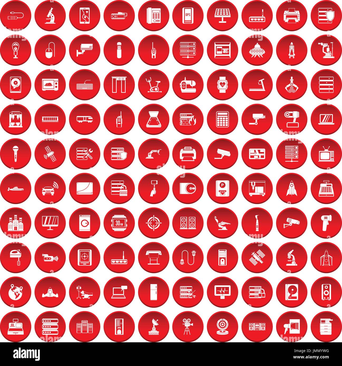 100 hardware icons set red Stock Vector Image & Art Alamy