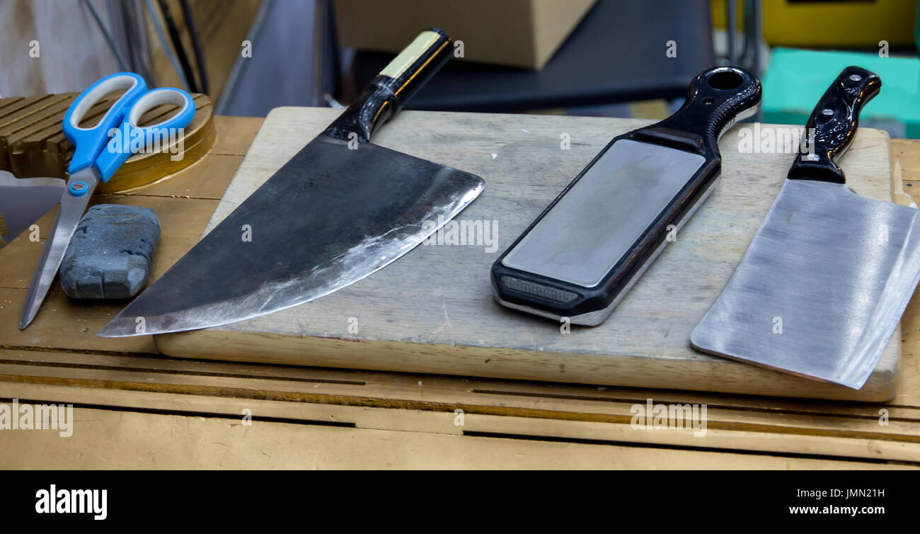 Sharpening stone for knives and scissor Stock Photo Alamy