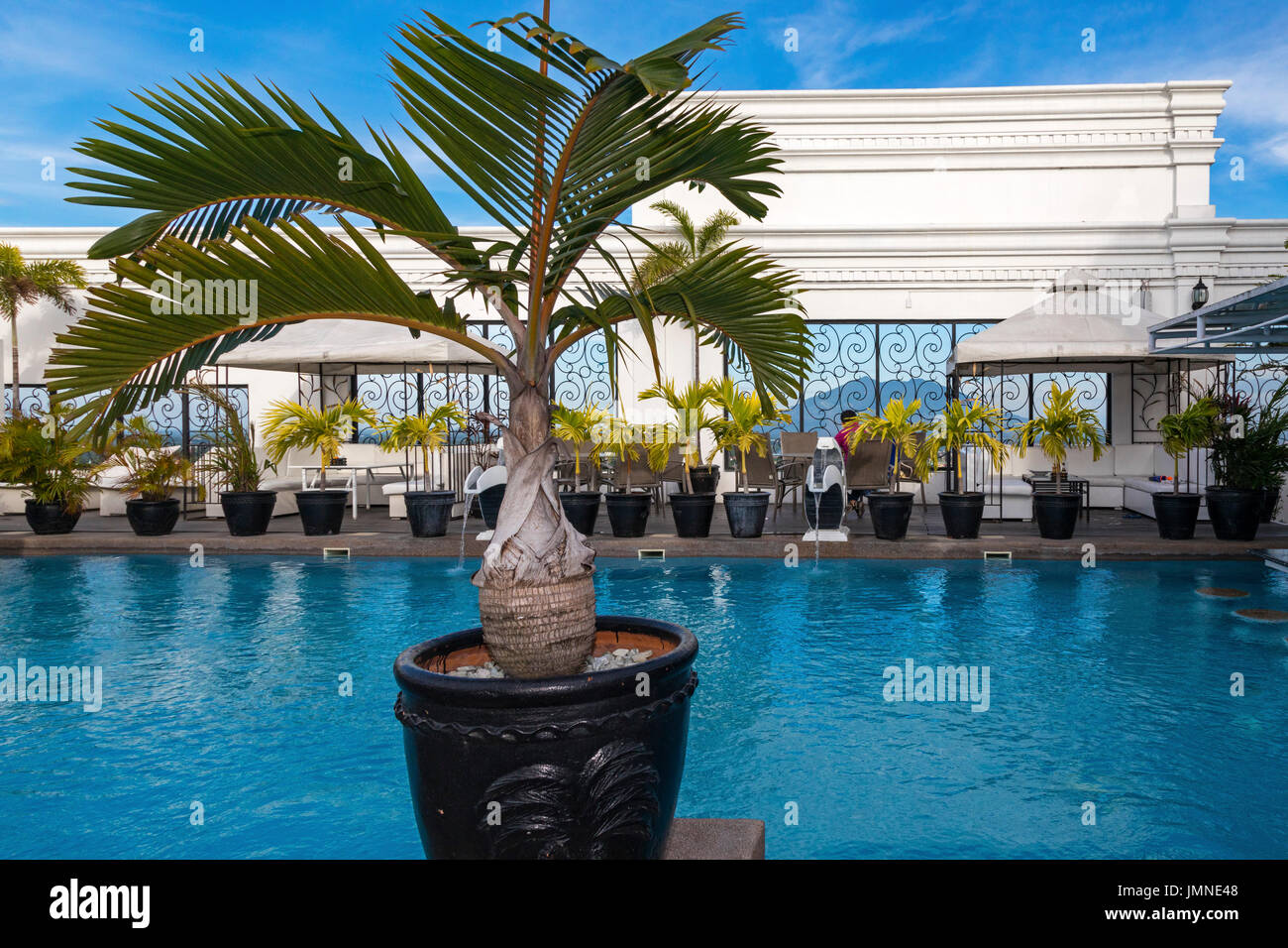 Penthouse Hotel rooftop swimming pool, Angeles City, Pampanga, Philippines Stock Photo