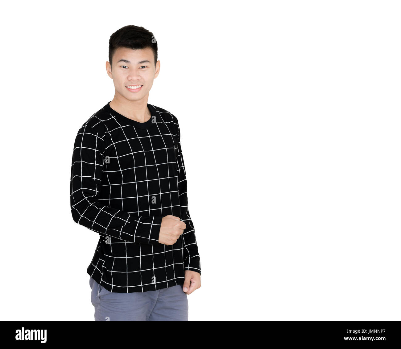 Portrait of a young handsome asian man. Isolated on white background with copy space Stock Photo