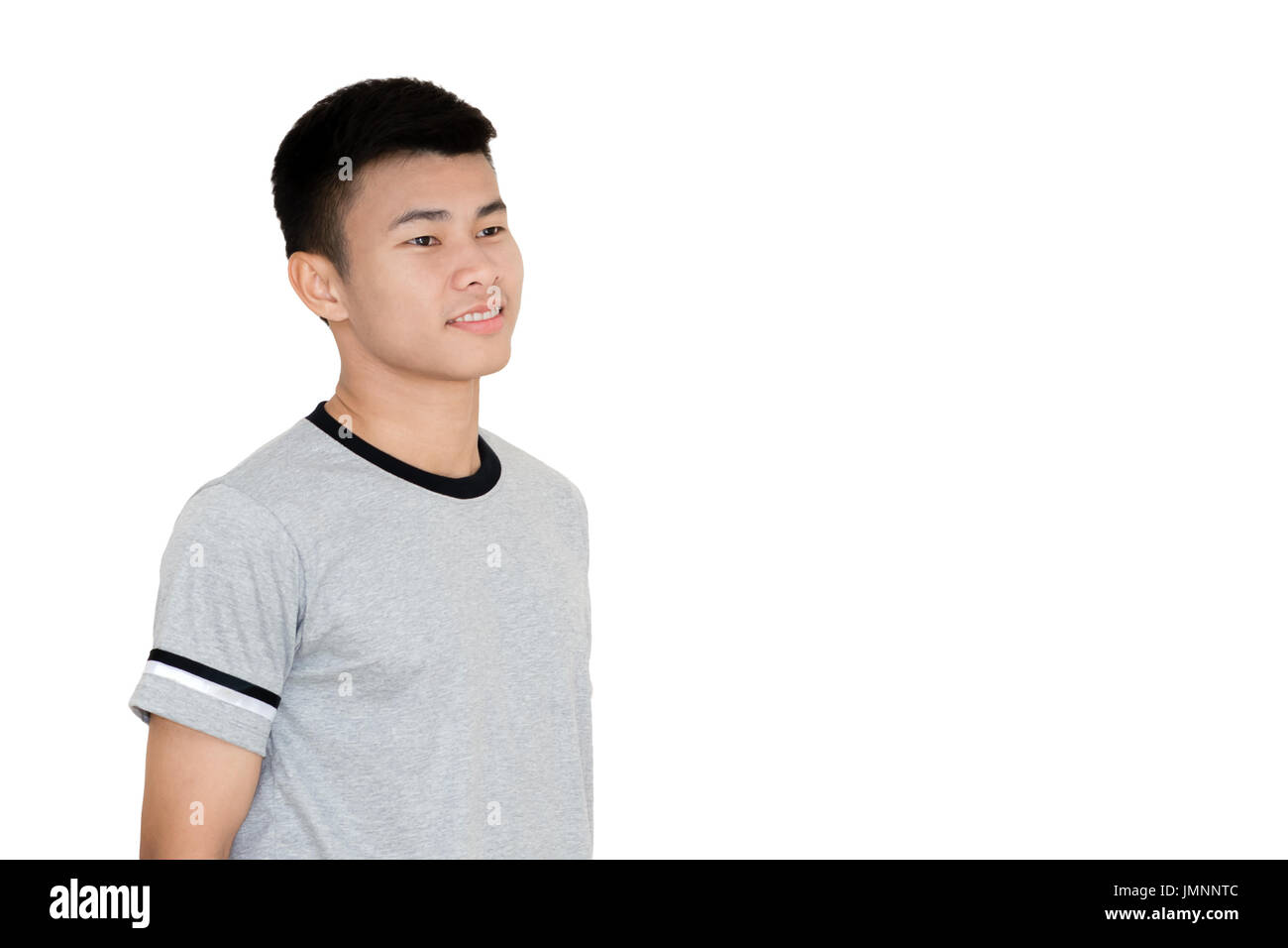 Portrait of a young handsome asian man. Isolated on white background with copy space Stock Photo