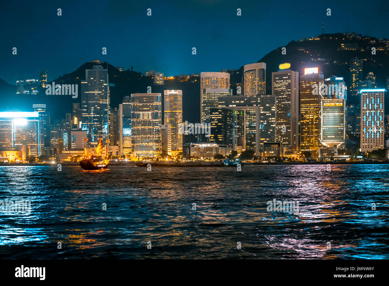 Hong Kong Harbor View at night Stock Photo - Alamy