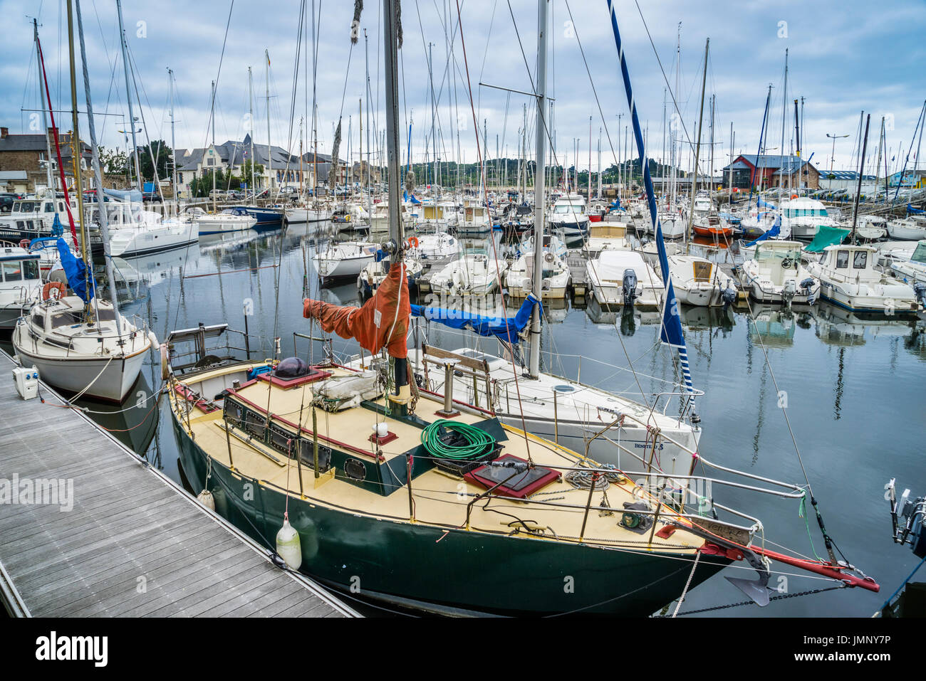 France, Brittany, Cotes-d'Armor department, Paimpol, yachts in the Port of Paimpol Stock Photo