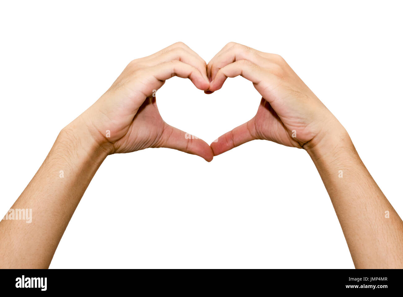 Man hand making a heart shape. isolated on white background with copy space  Stock Photo - Alamy