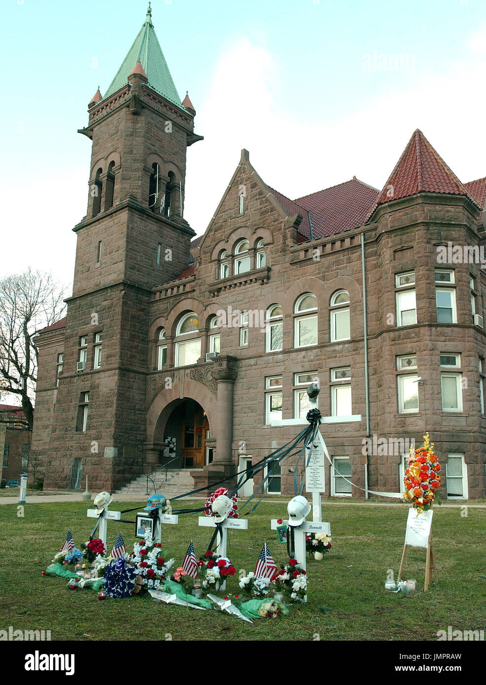 Philippi, WVa January 7, 2006 Memorial display to the four miners