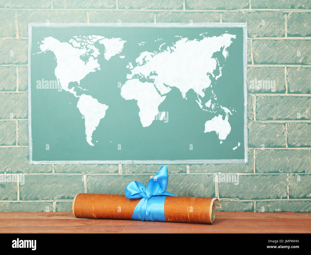 Scroll vintage world map hi-res stock photography and images - Alamy